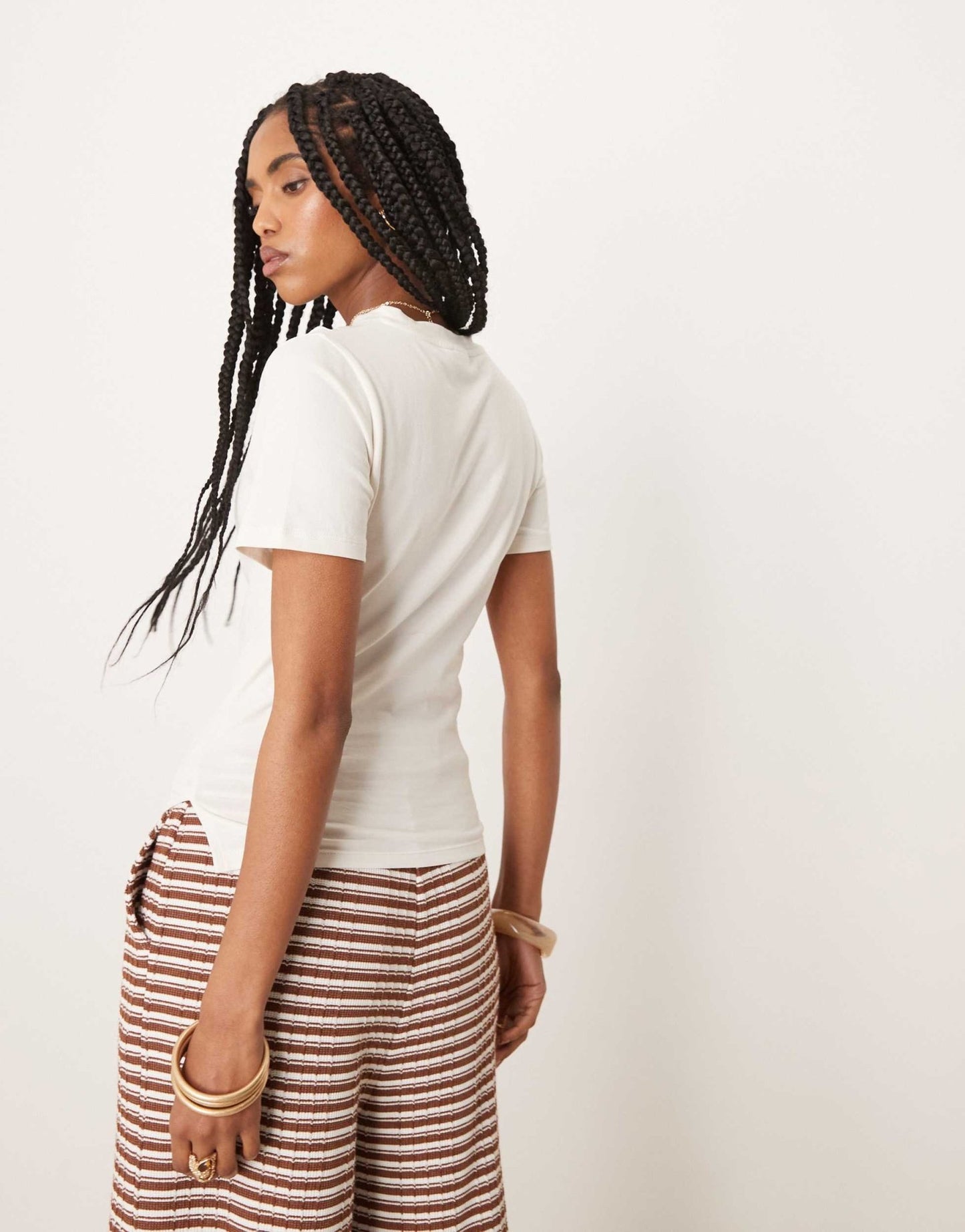 ASOS DESIGN ruched side asymmetric t-shirt in stone - ASOS Sample Sale