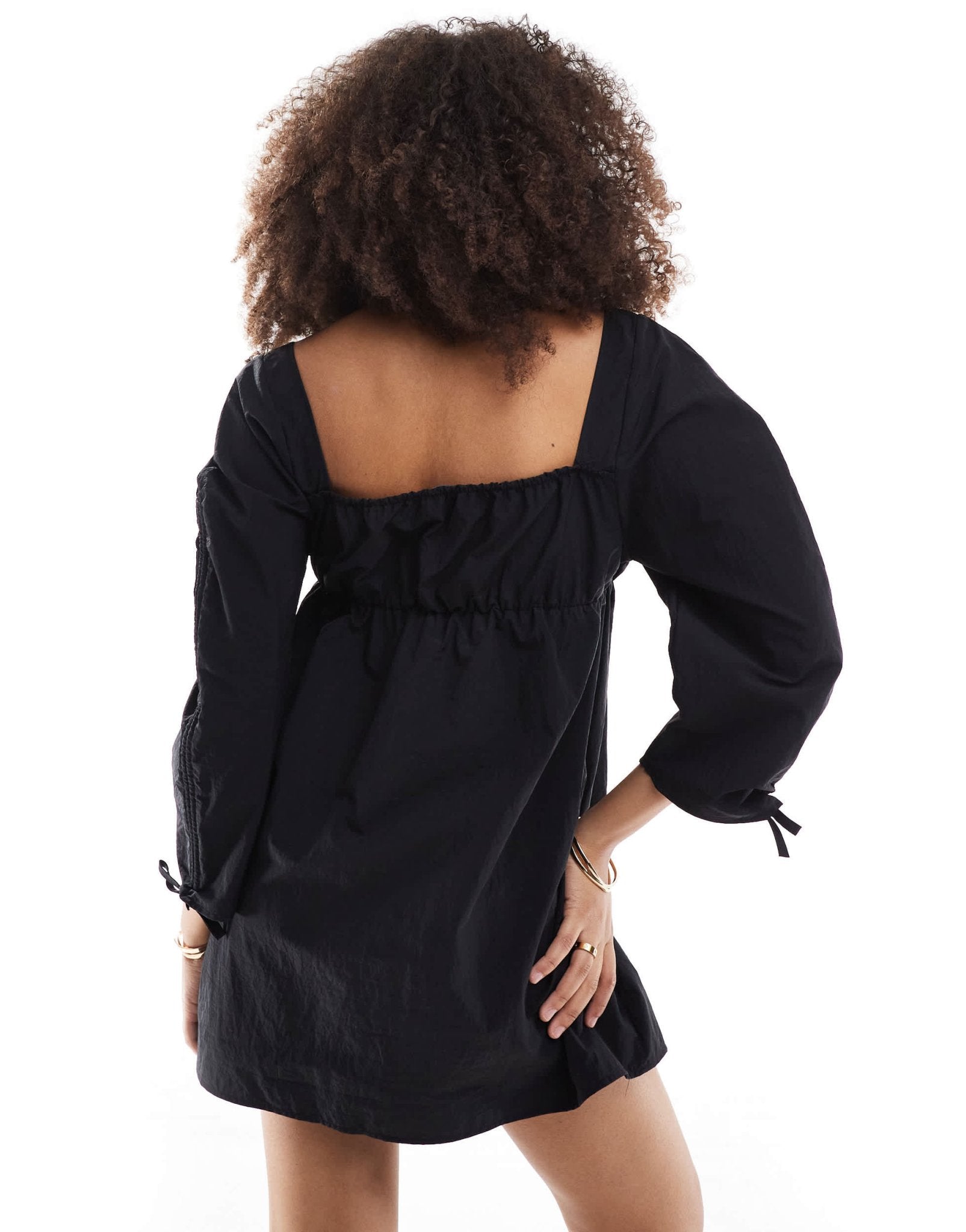 ASOS DESIGN ruched sleeve mini dress in black - ASOS Sample Sale