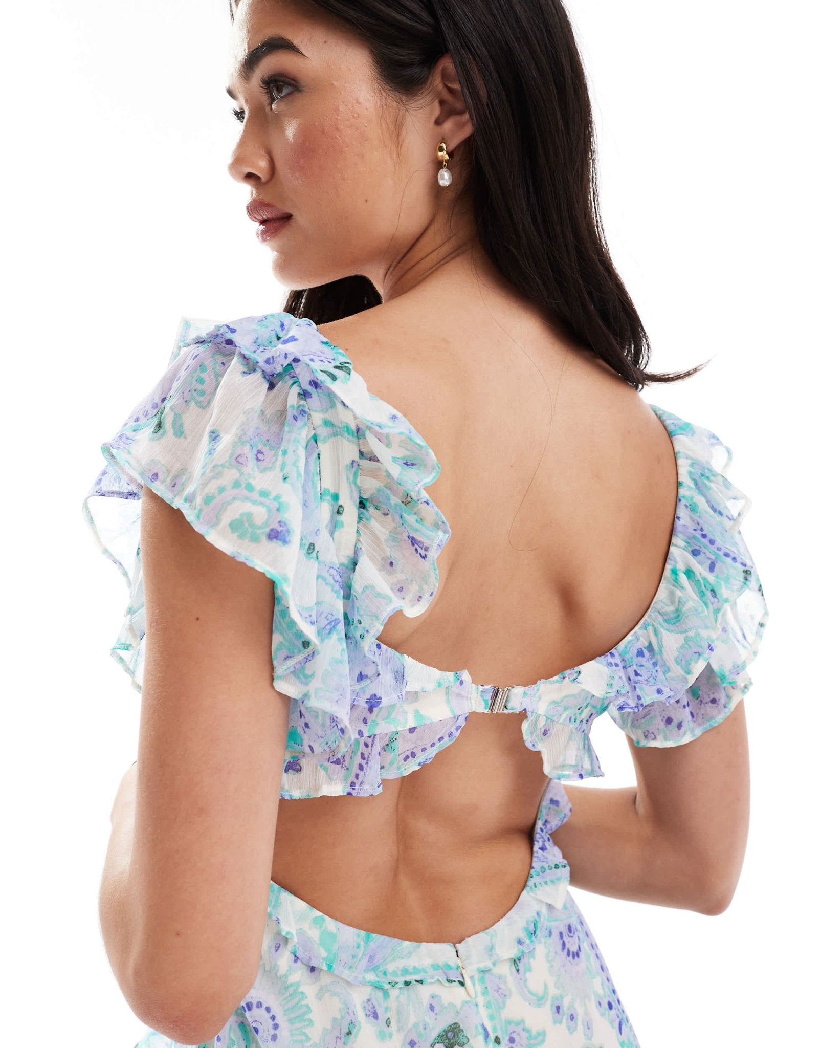 ASOS DESIGN ruffle dropped waist tiered maxi dress in blue floral print - ASOS Sample Sale