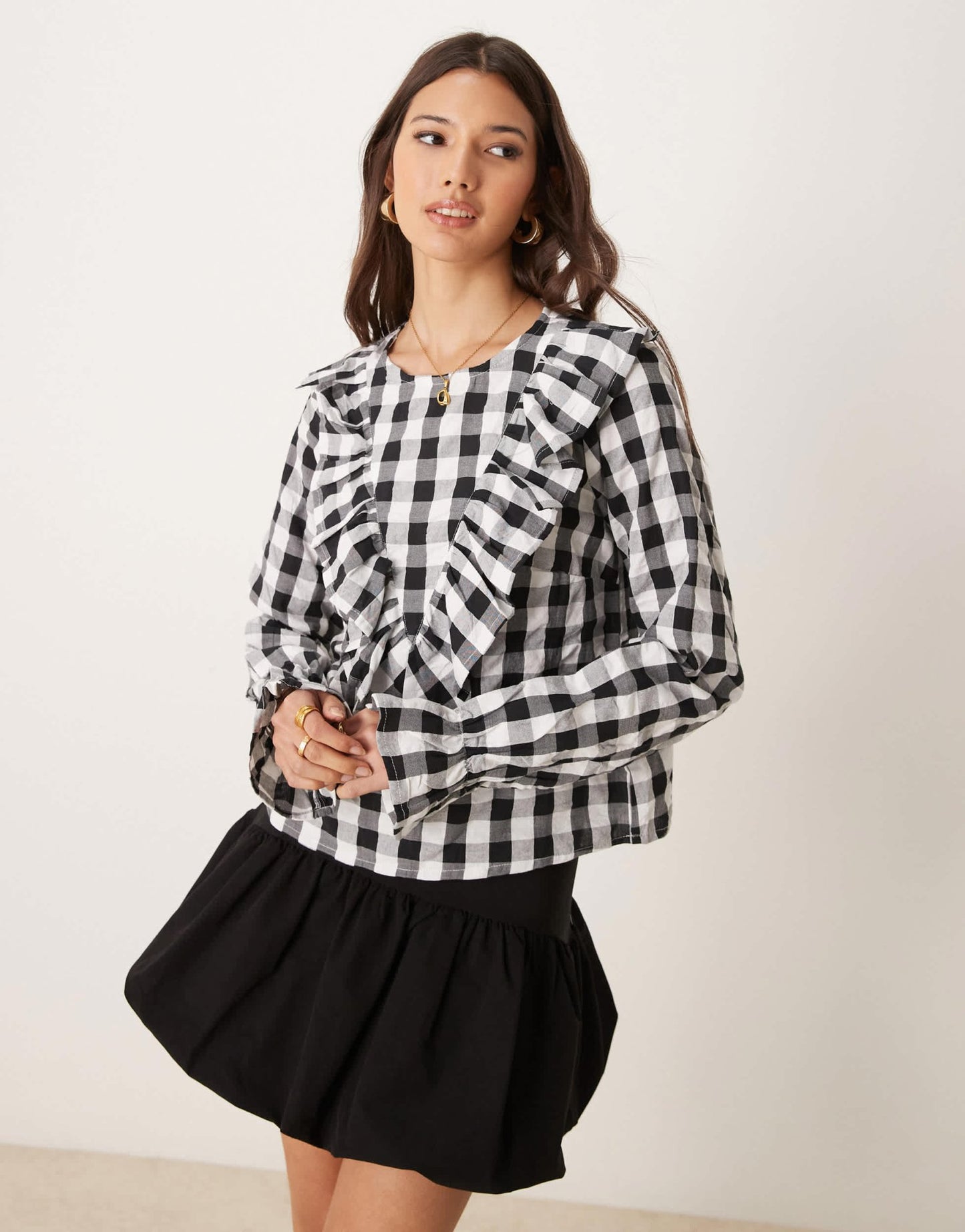 ASOS DESIGN ruffle front gingham top - ASOS Sample Sale