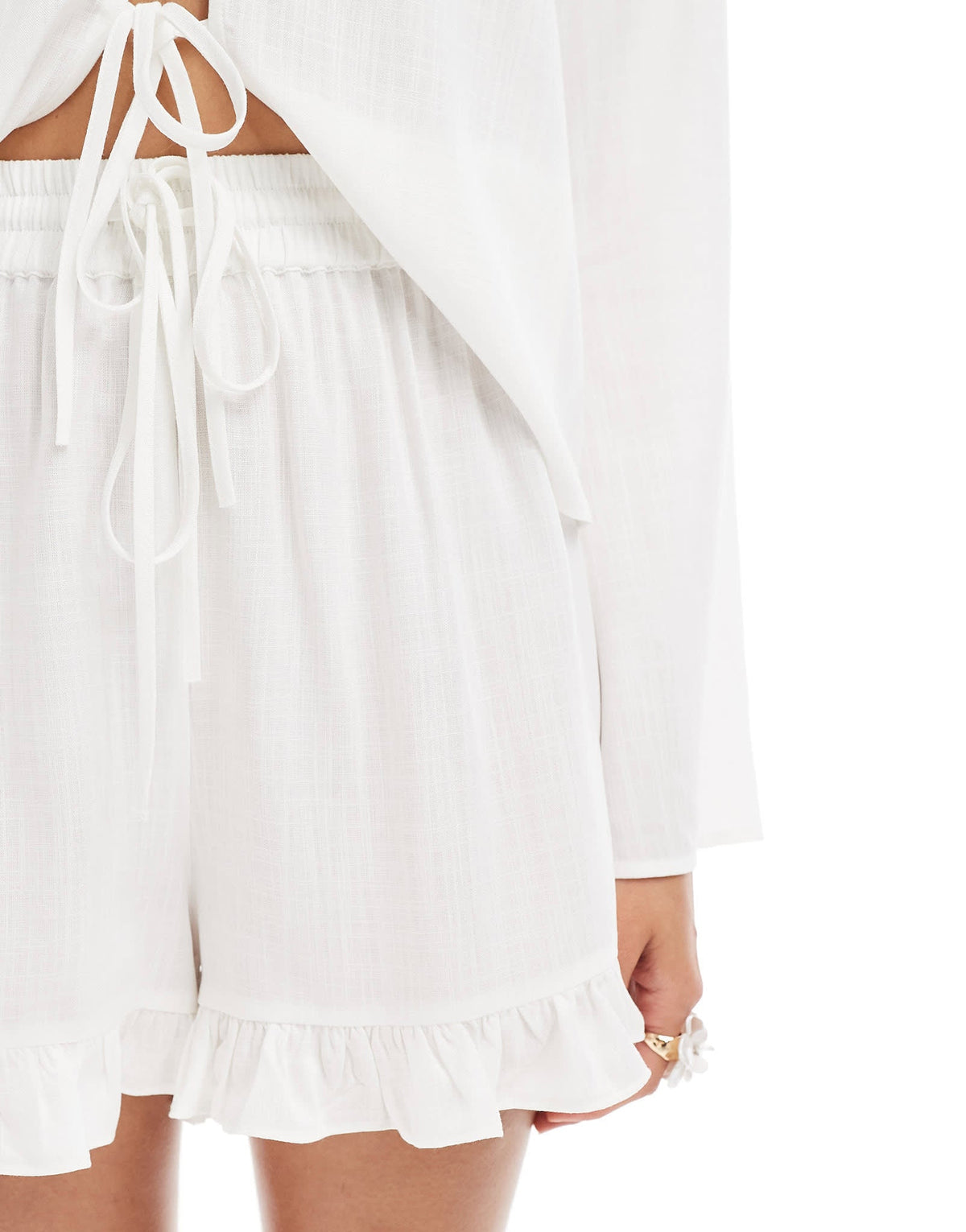 ASOS DESIGN ruffle hem co-ord short in white - ASOS Sample Sale