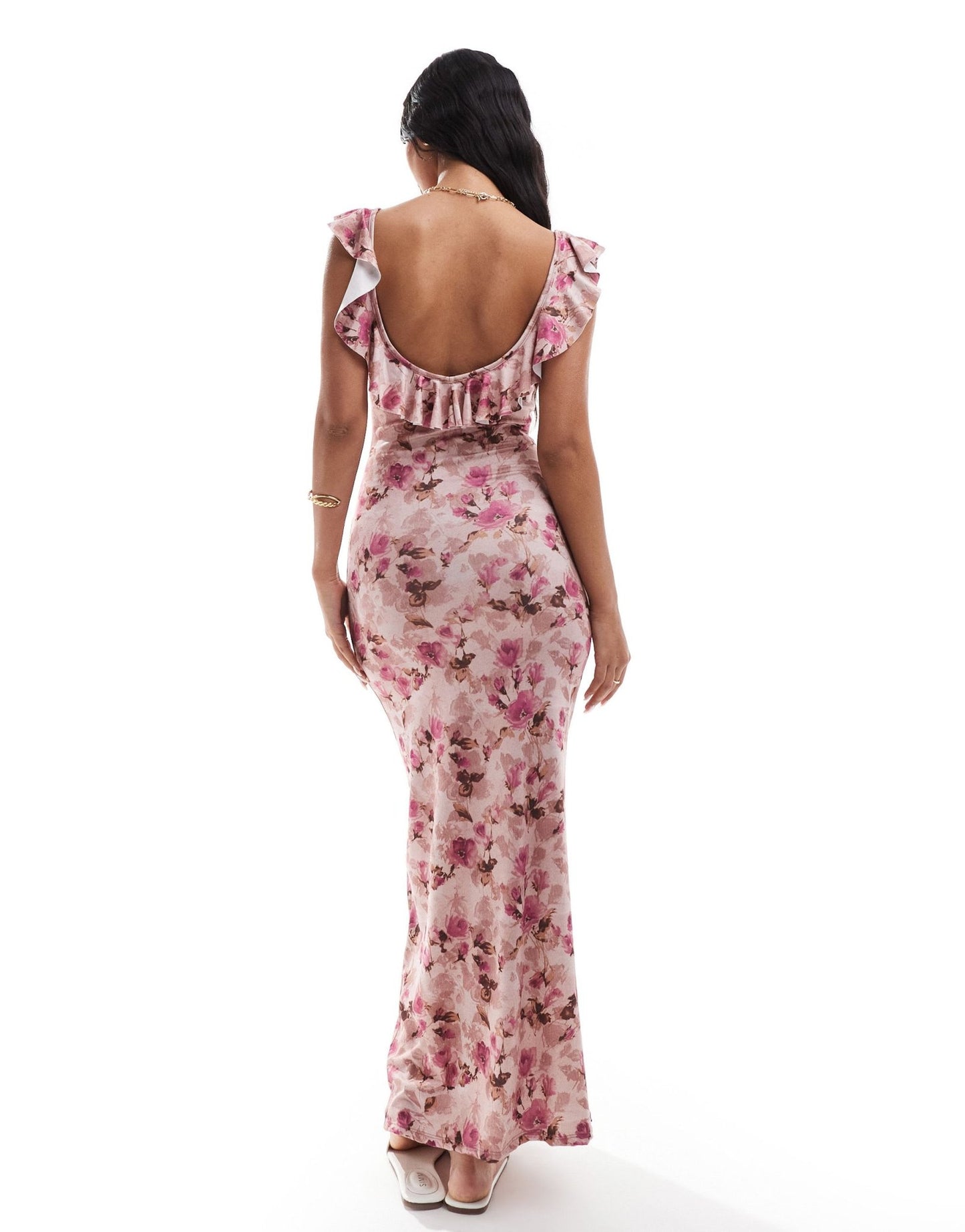 ASOS DESIGN ruffle midi tea dress with keyhole detail in ditsy floral print - ASOS Sample Sale
