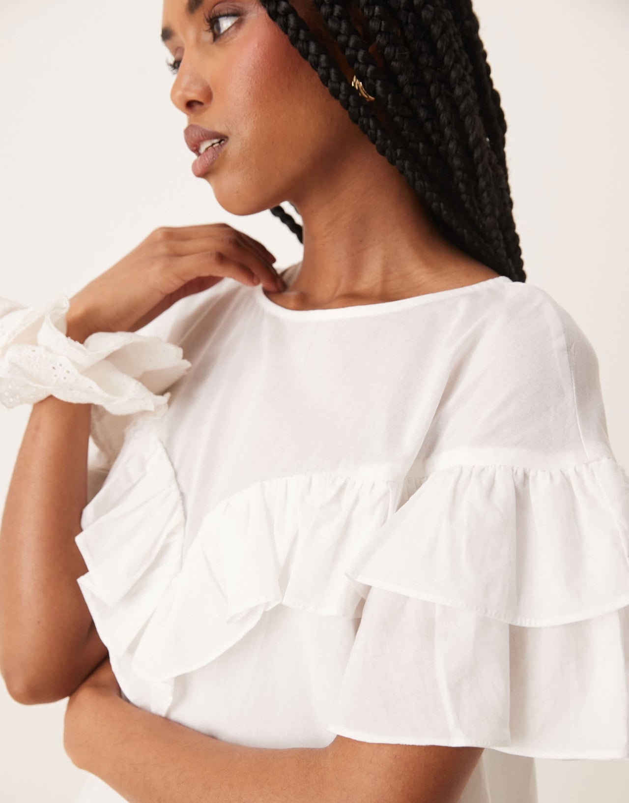 ASOS DESIGN ruffle short sleeve dress in white - ASOS Sample Sale