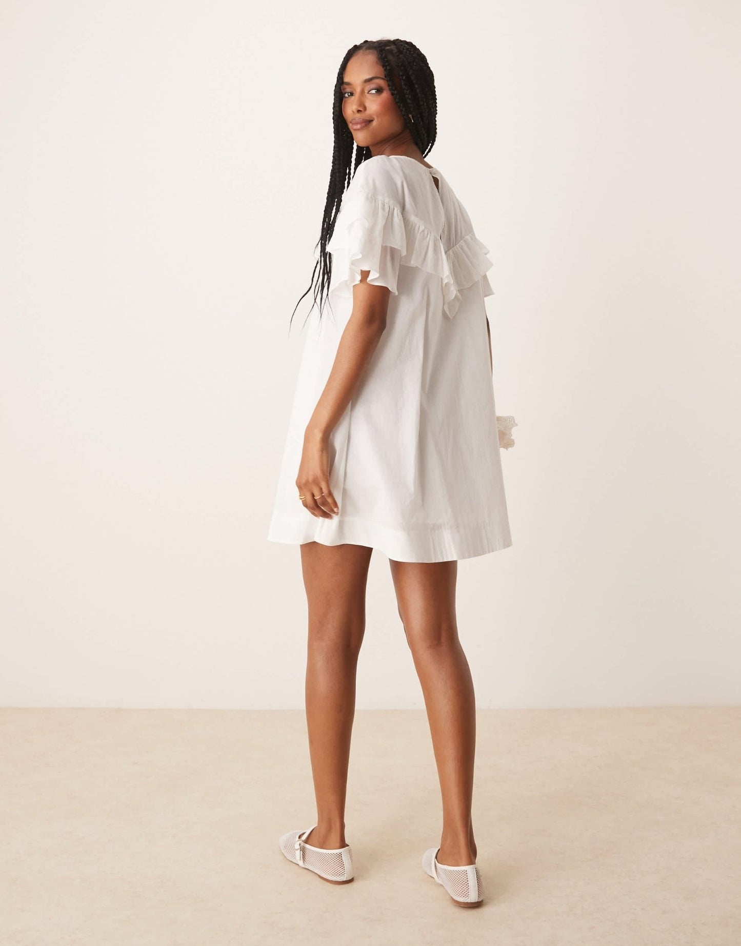 ASOS DESIGN ruffle short sleeve dress in white - ASOS Sample Sale