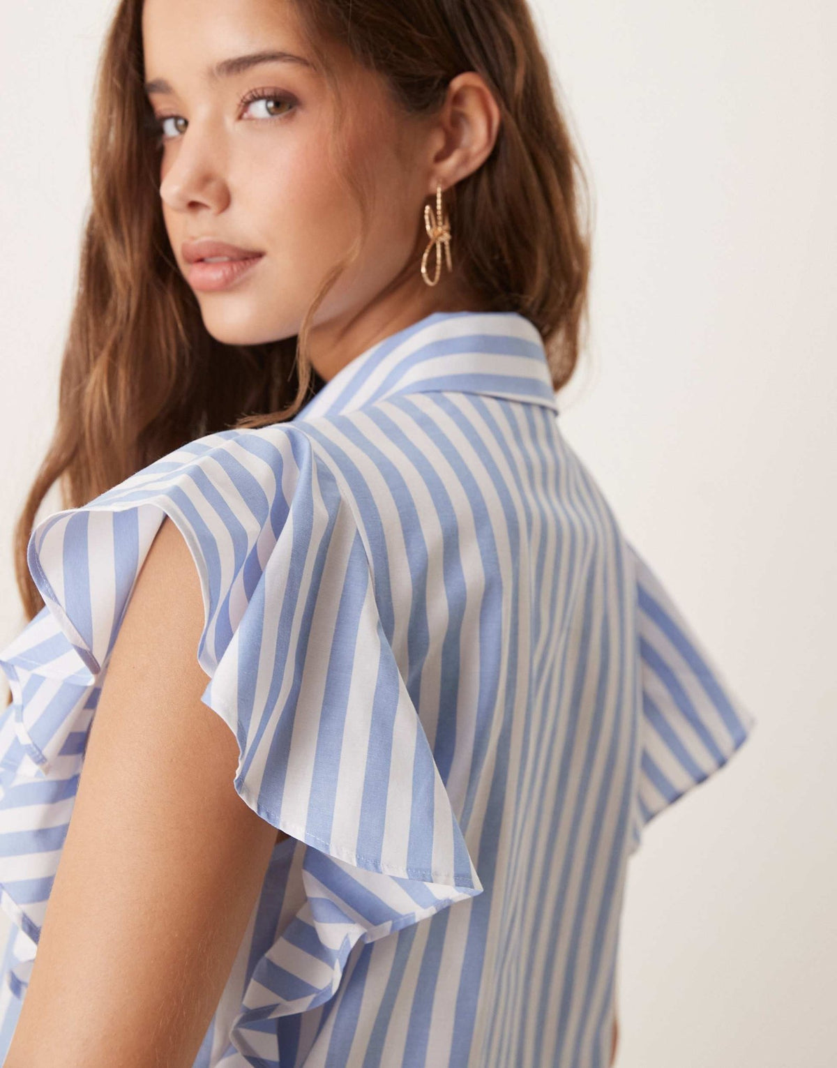 ASOS DESIGN ruffle sleeveless mini dress in blue stripe - ASOS Sample Sale