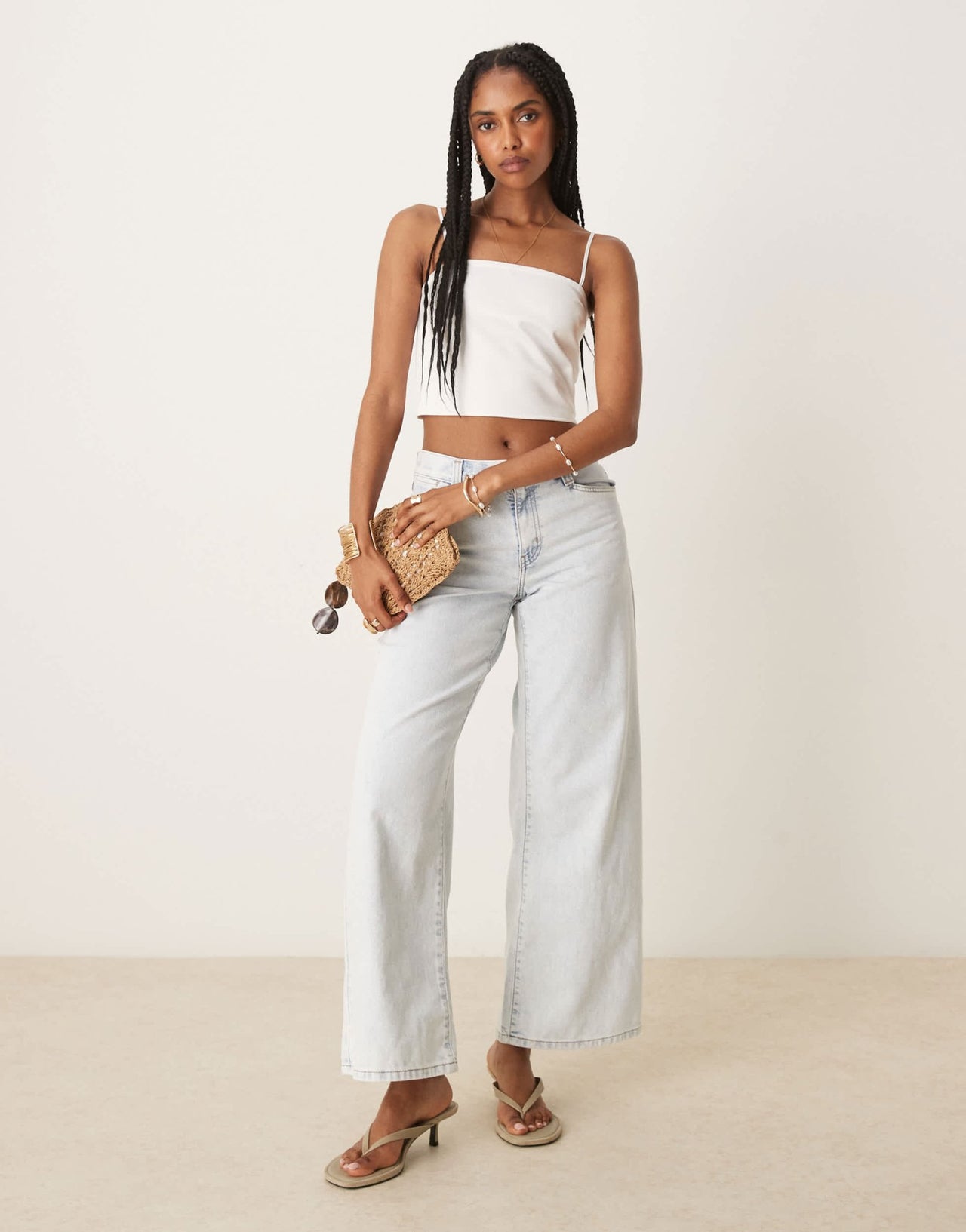 ASOS DESIGN sash detail satin cropped cami top in ivory - ASOS Sample Sale