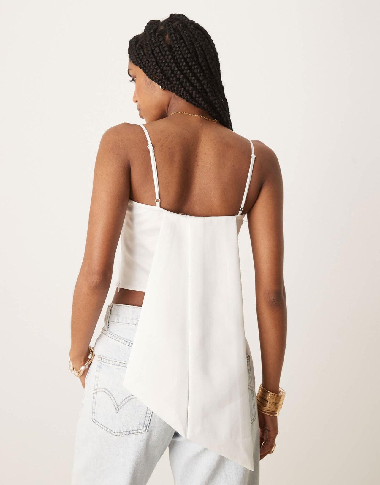 ASOS DESIGN sash detail satin cropped cami top in ivory - ASOS Sample Sale