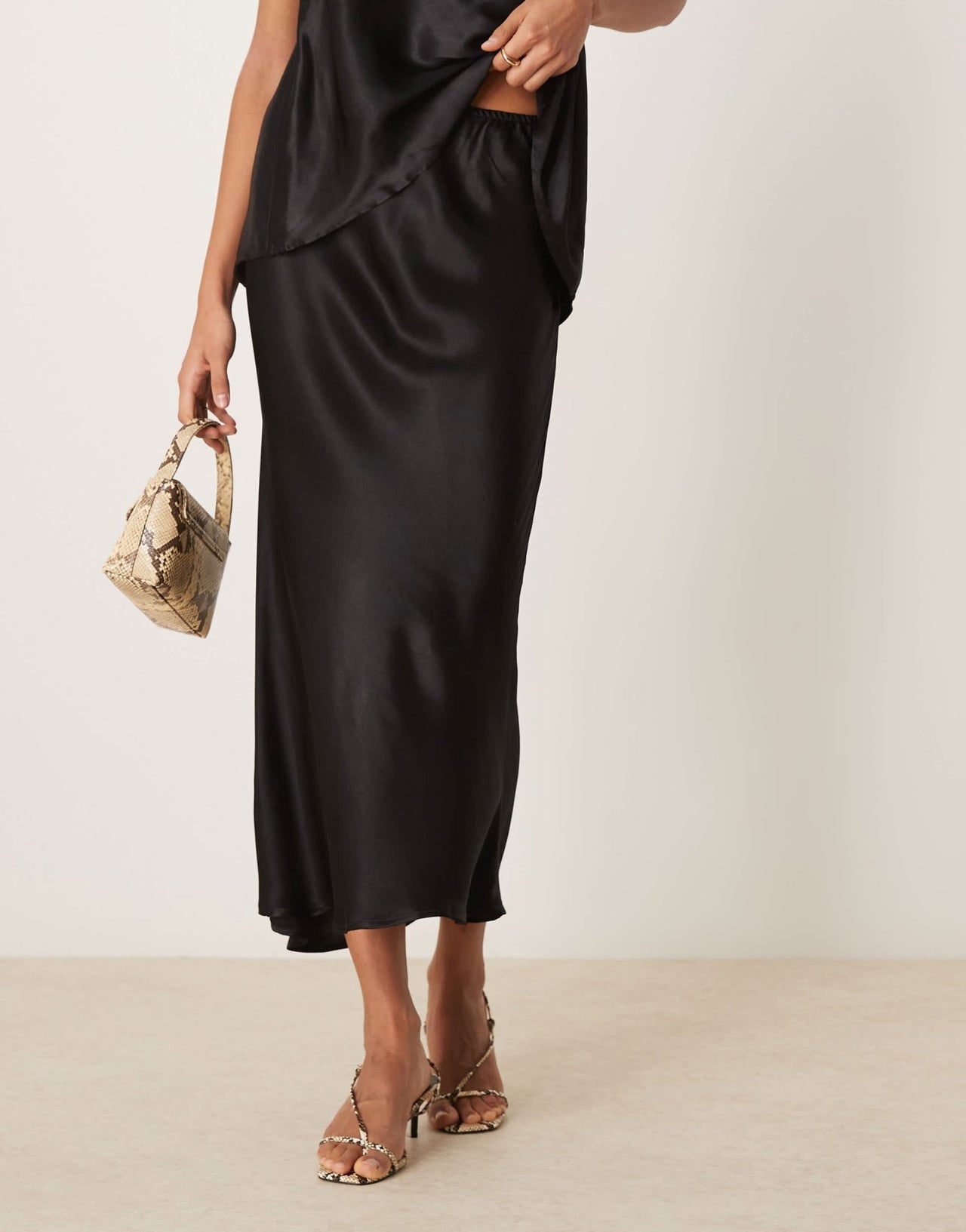 ASOS DESIGN satin bias midi skirt in black - ASOS Sample Sale