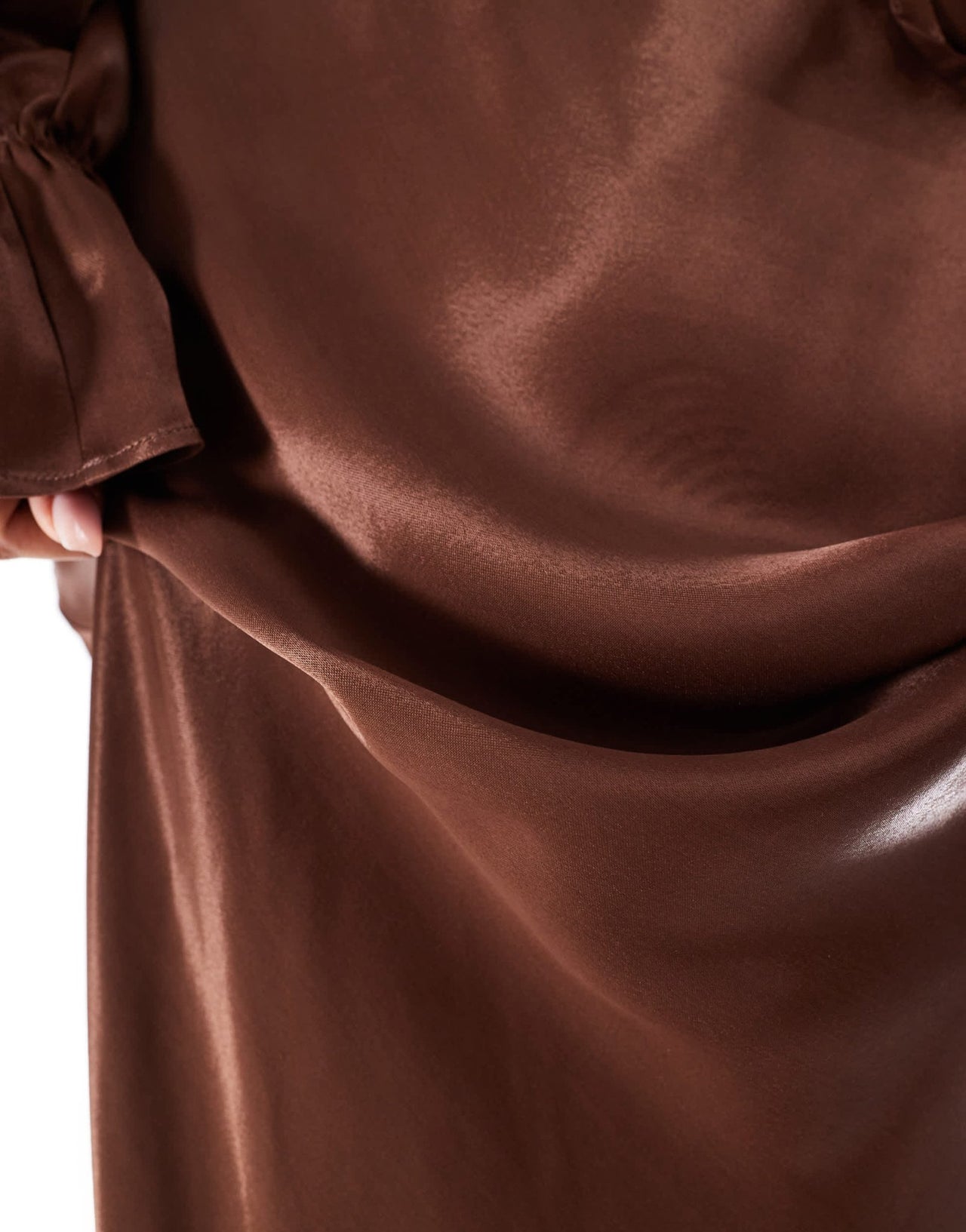 ASOS DESIGN satin corsage detail maxi skirt in chocolate - ASOS Sample Sale