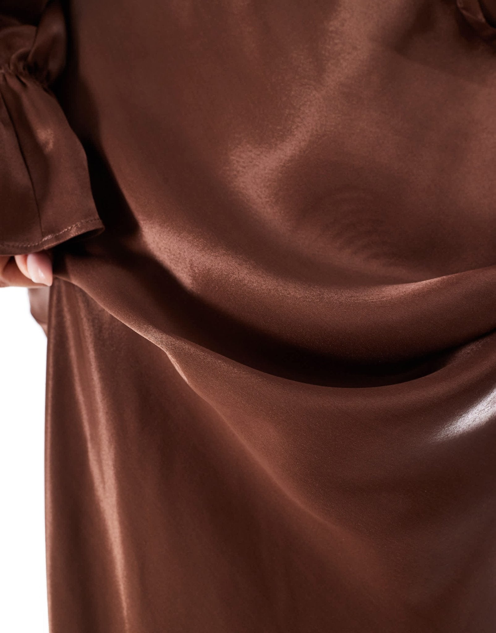 ASOS DESIGN satin corsage detail maxi skirt in chocolate - ASOS Sample Sale