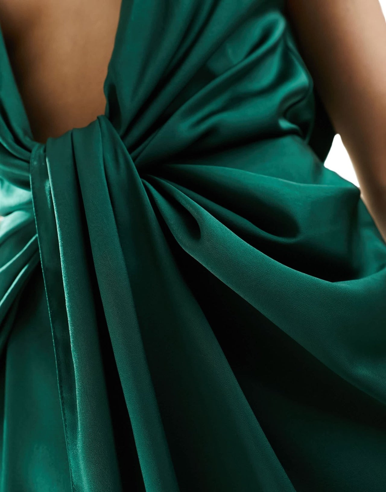 ASOS DESIGN satin deep plunge midi dress with twist front detail in green - ASOS Sample Sale
