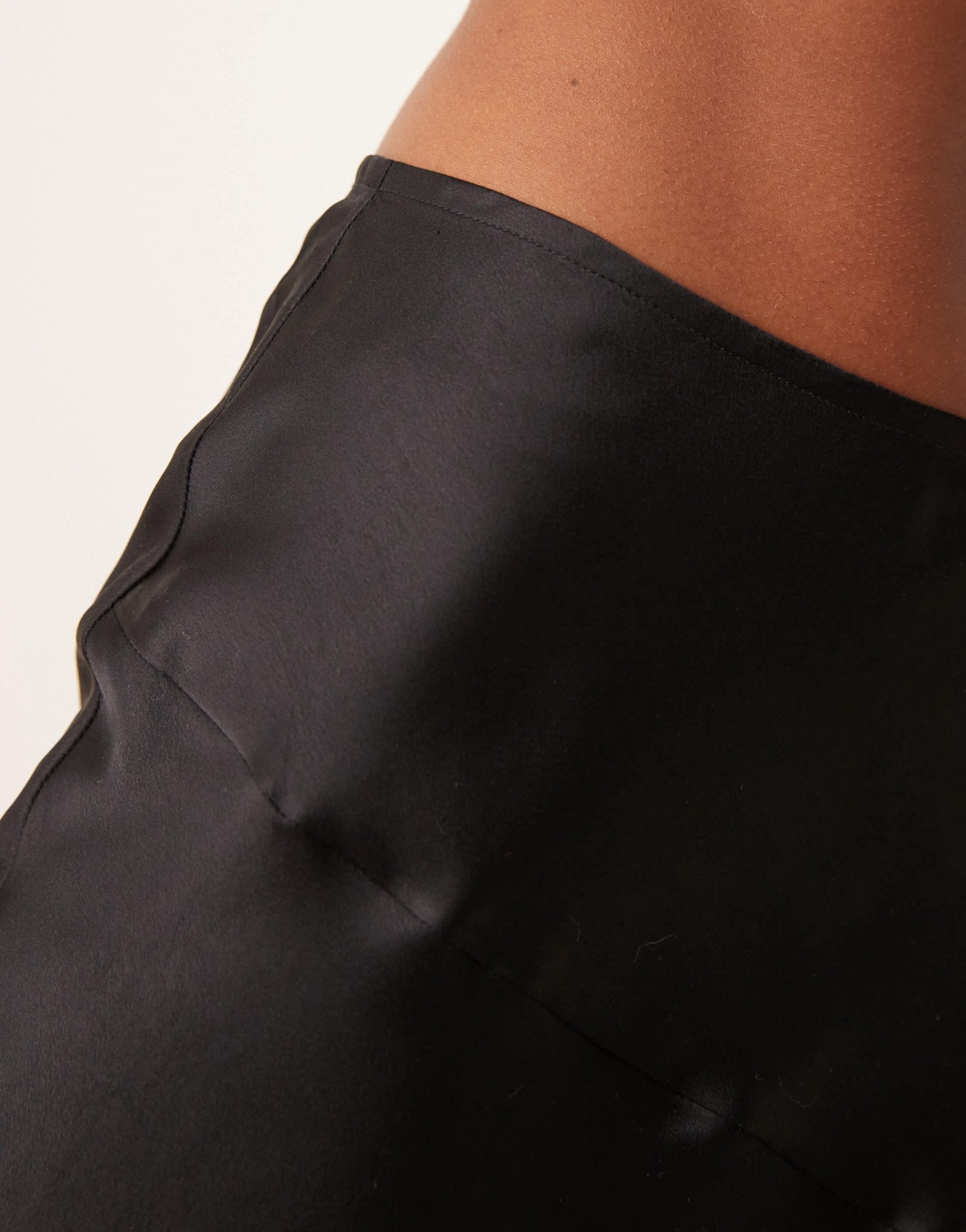 ASOS DESIGN satin flippy mini skirt with lace split in black - ASOS Sample Sale