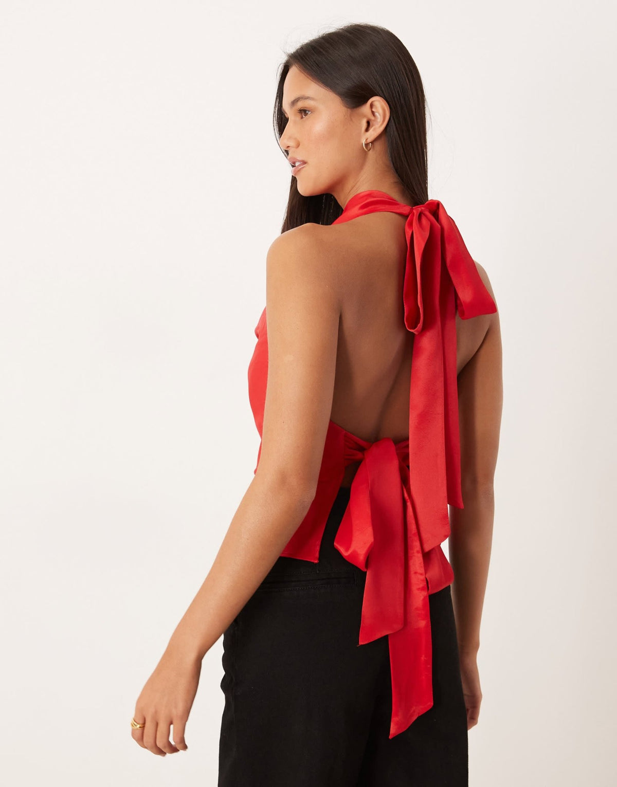 ASOS DESIGN satin halter cowl cami top in red - ASOS Sample Sale