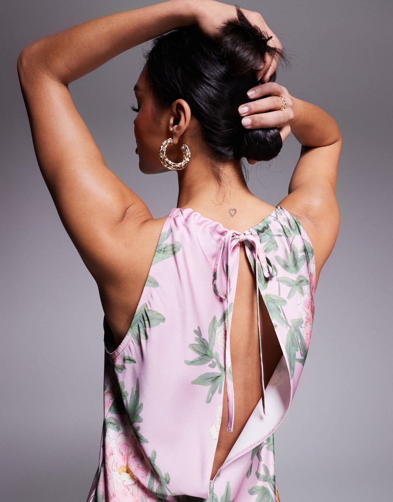 ASOS DESIGN satin halter neck split maxi dress in pink floral print - ASOS Sample Sale