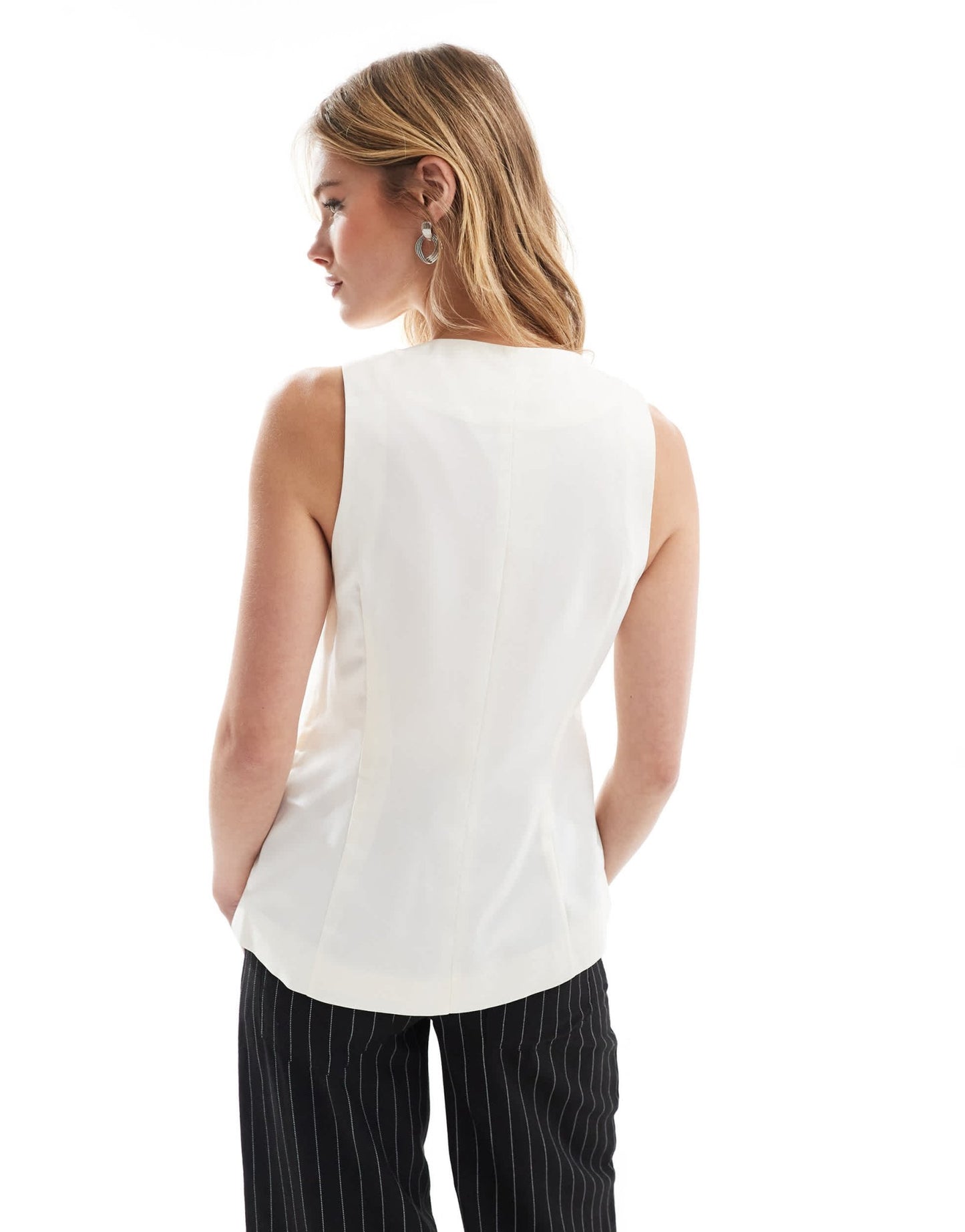 ASOS DESIGN satin high neck waistcoat in off white - ASOS Sample Sale