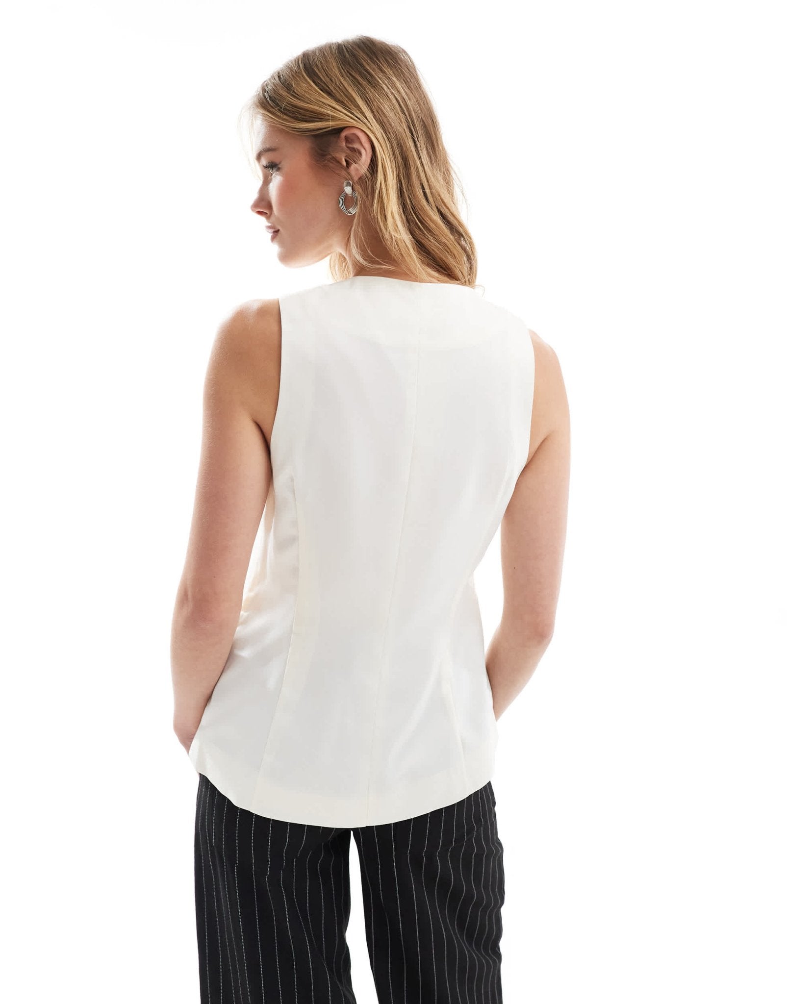 ASOS DESIGN satin high neck waistcoat in off white - ASOS Sample Sale