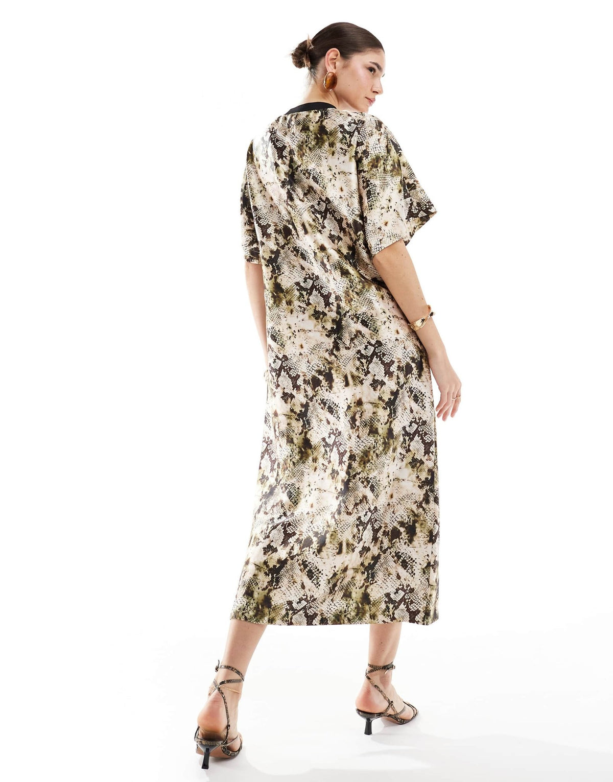 ASOS DESIGN satin oversized midi tshirt dress in snake print - ASOS Sample Sale