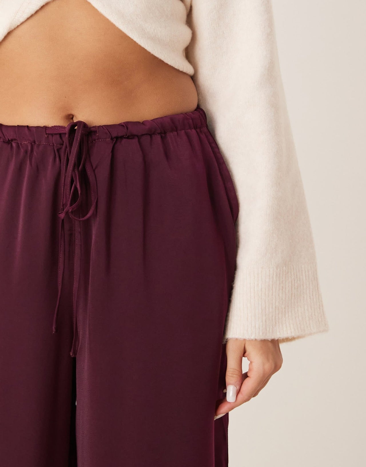 ASOS DESIGN satin pull on trousers in plum - ASOS Sample Sale