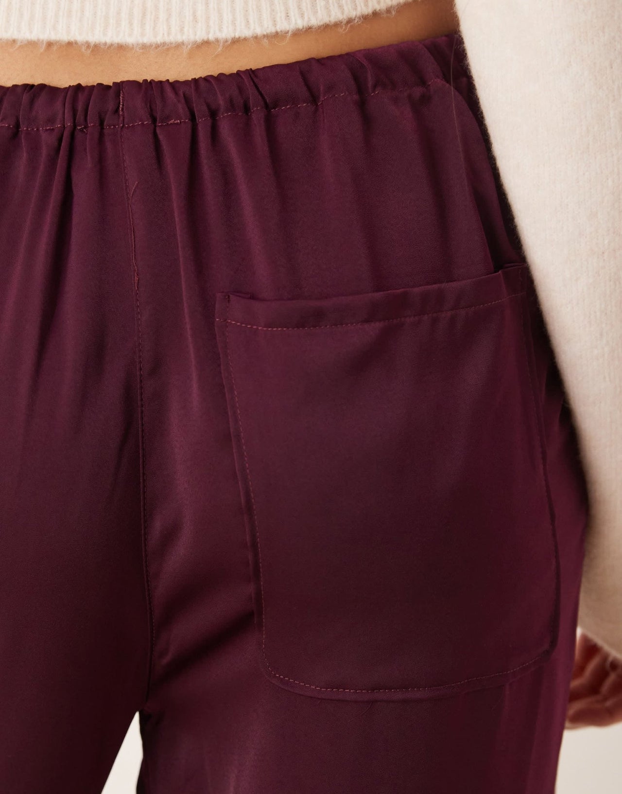 ASOS DESIGN satin pull on trousers in plum - ASOS Sample Sale