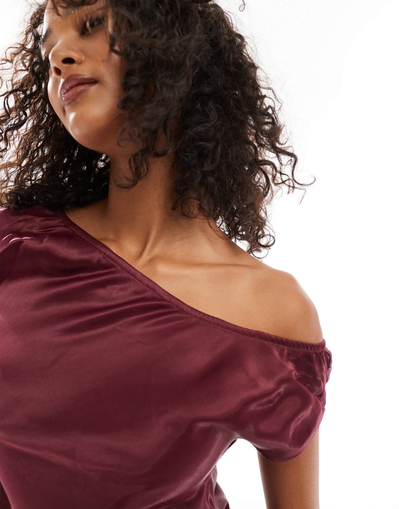 ASOS DESIGN satin scoop neck bias cut mini dress in burgundy - ASOS Sample Sale