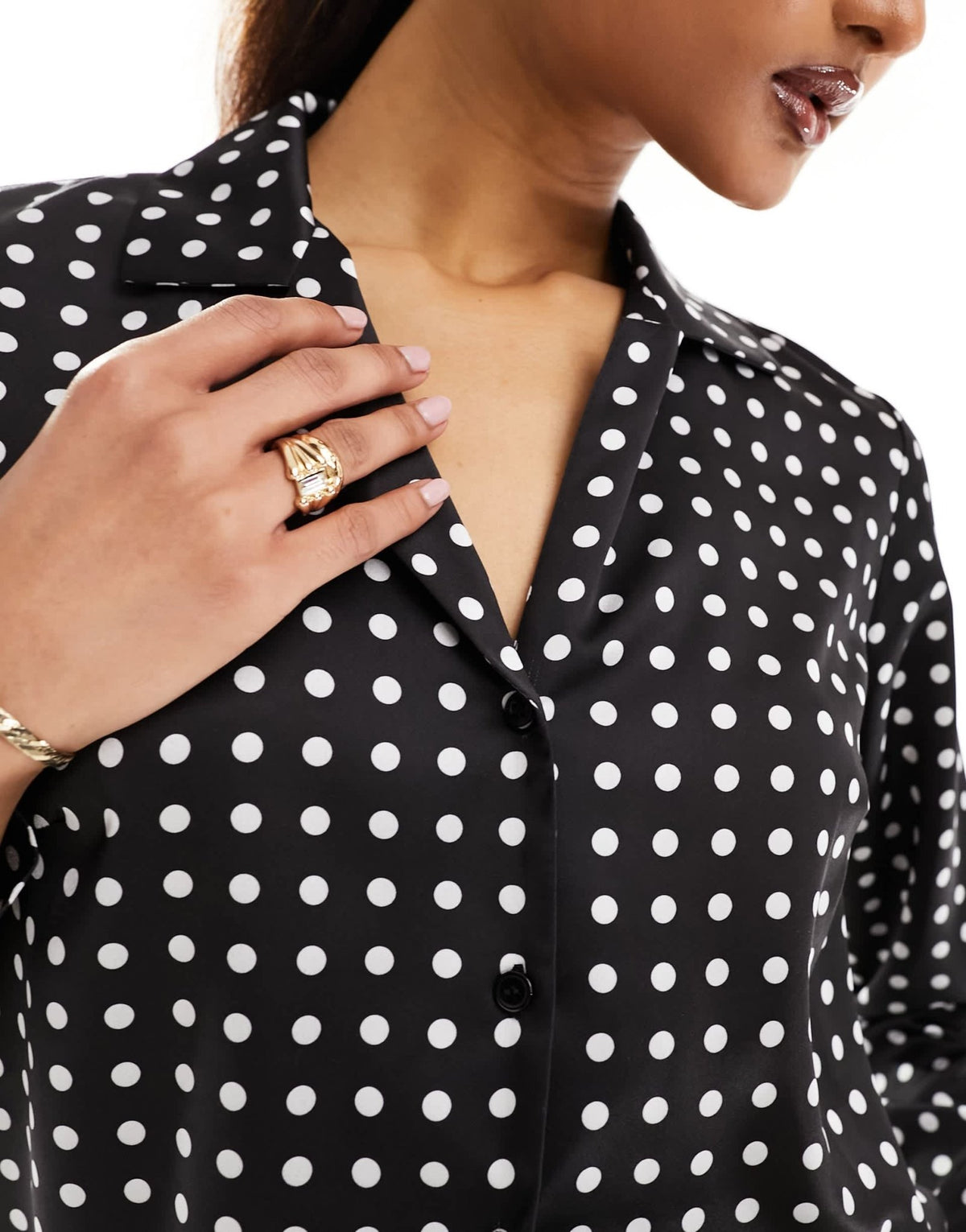 ASOS DESIGN satin shirt in spot print - ASOS Sample Sale