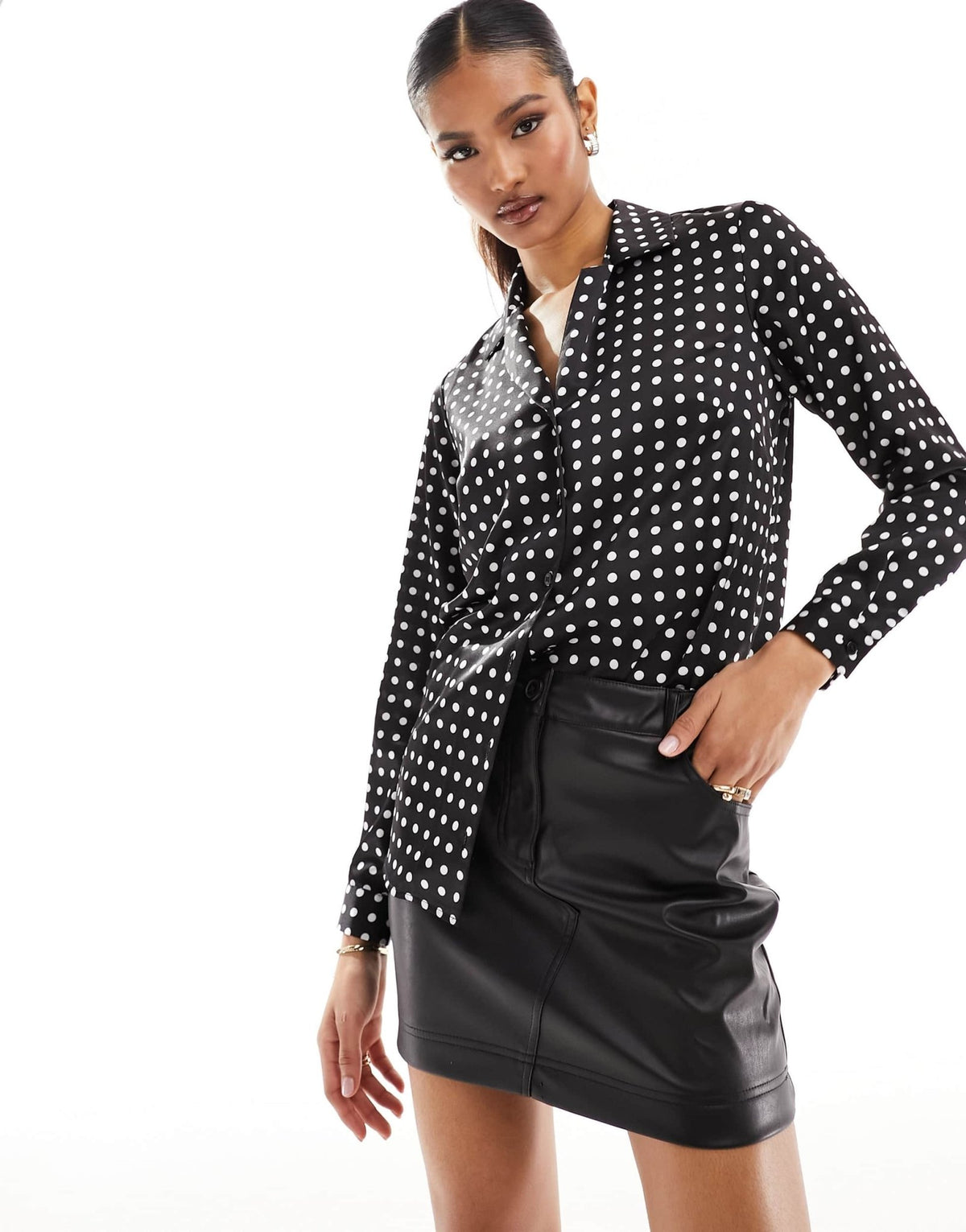 ASOS DESIGN satin shirt in spot print - ASOS Sample Sale