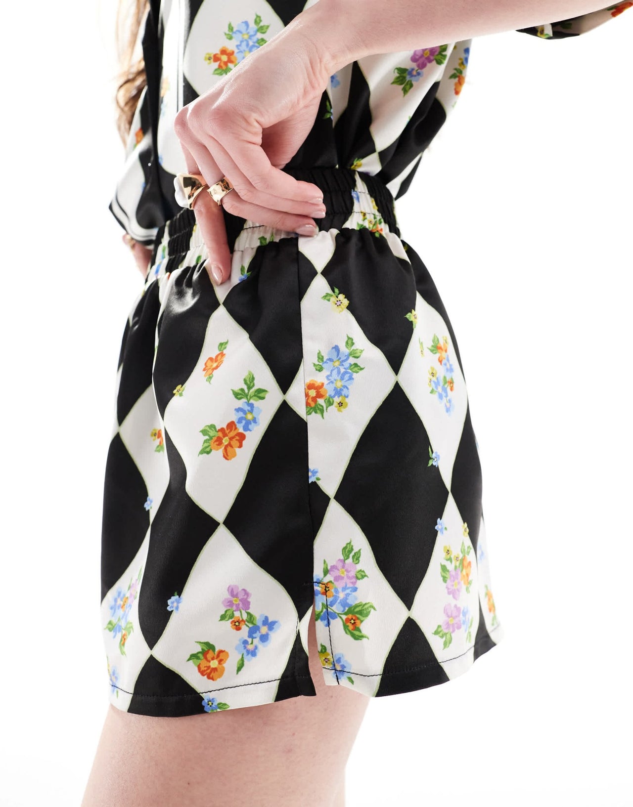 ASOS DESIGN satin shorts co - ord in scarf print - ASOS Sample Sale