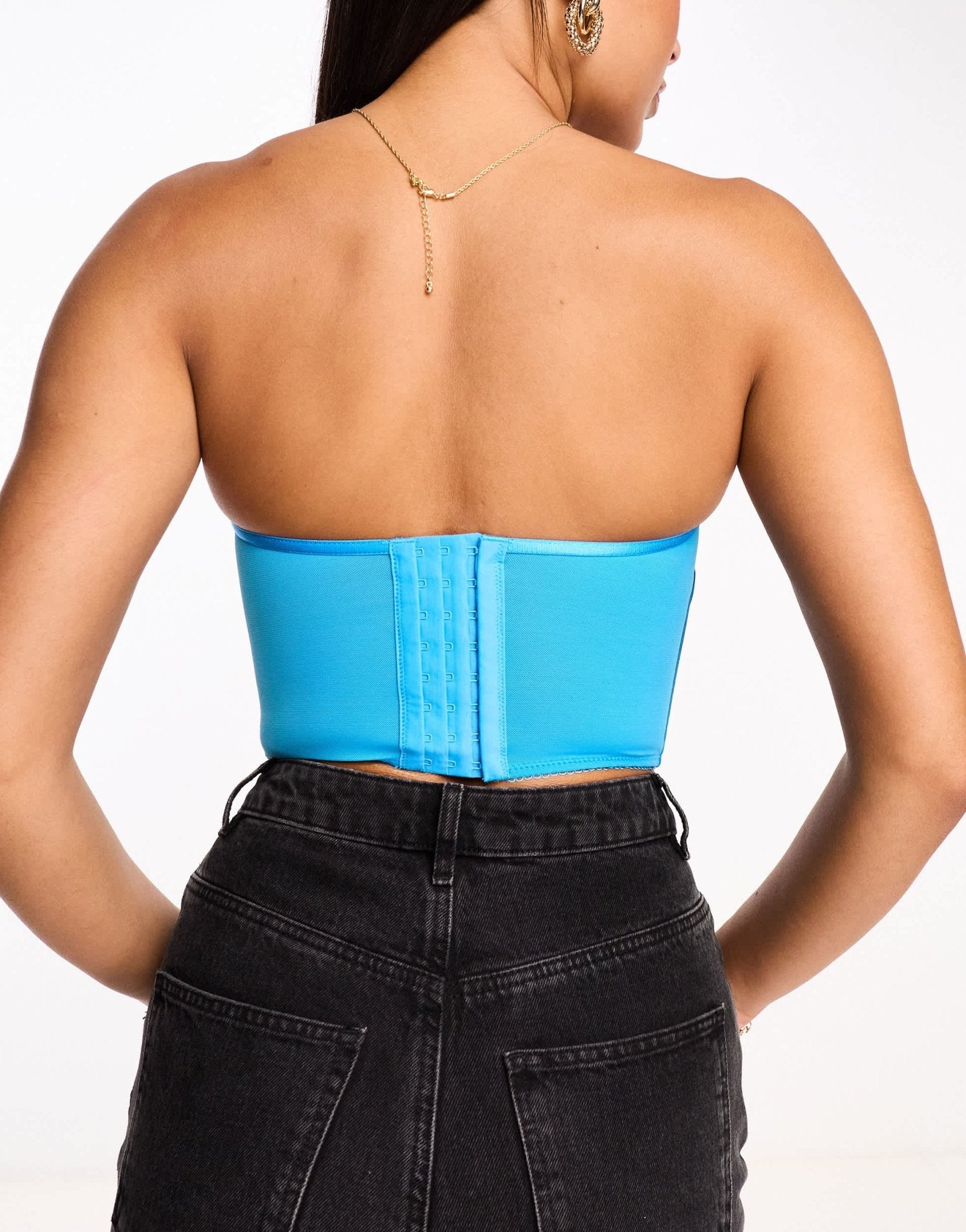 ASOS DESIGN Satin strapless padded underwire corset in blue - ASOS Sample Sale