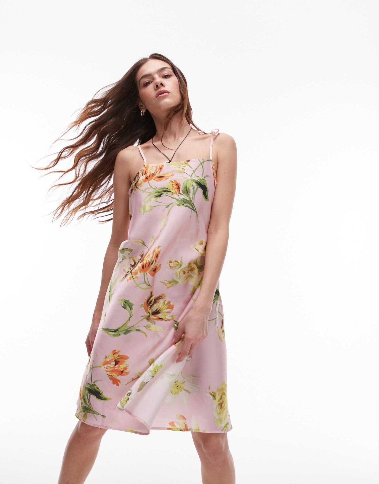 ASOS DESIGN satin tie front midi slip dress in floral print - ASOS Sample Sale