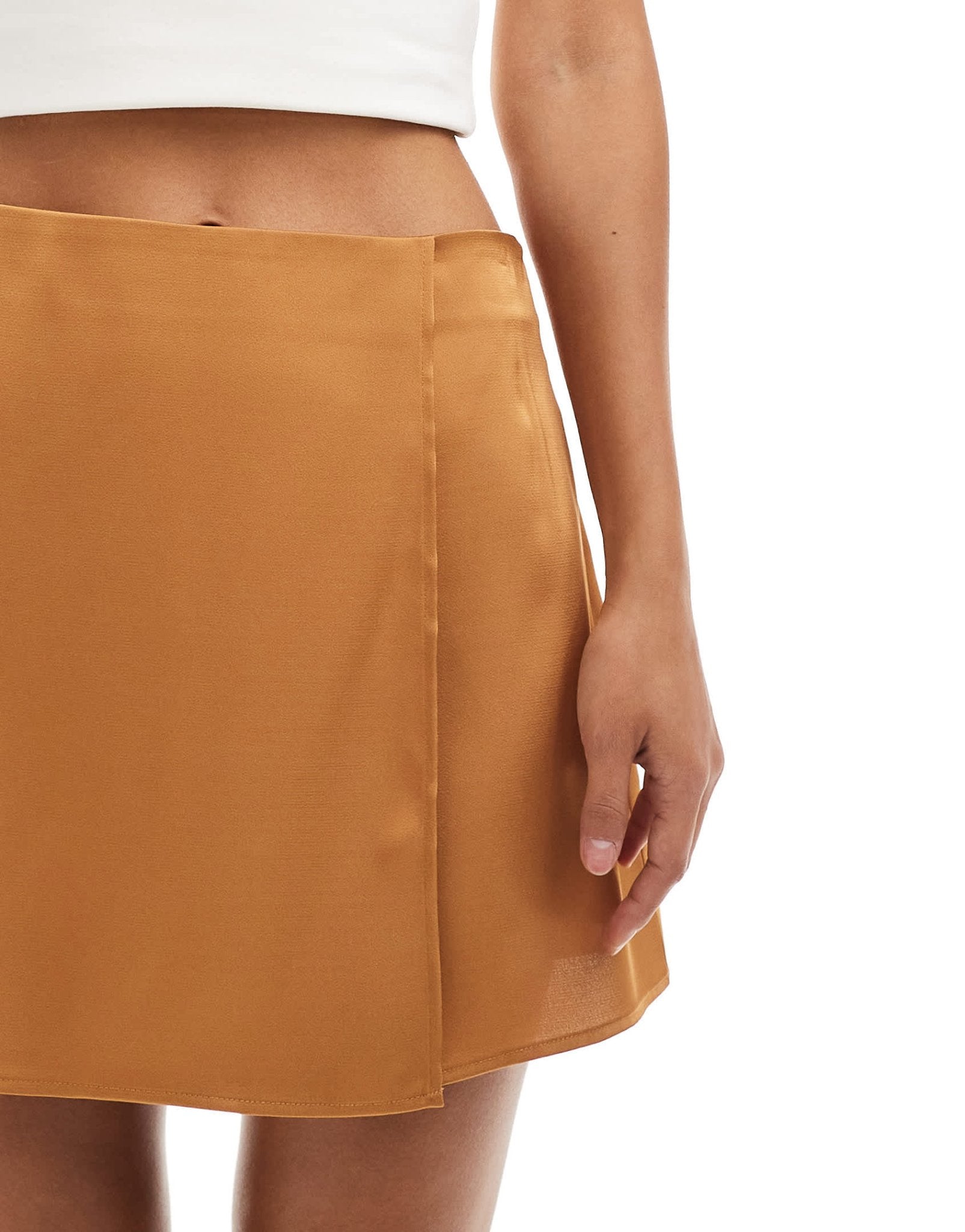 ASOS DESIGN satin wrap mini skirt golden dusk - ASOS Sample Sale