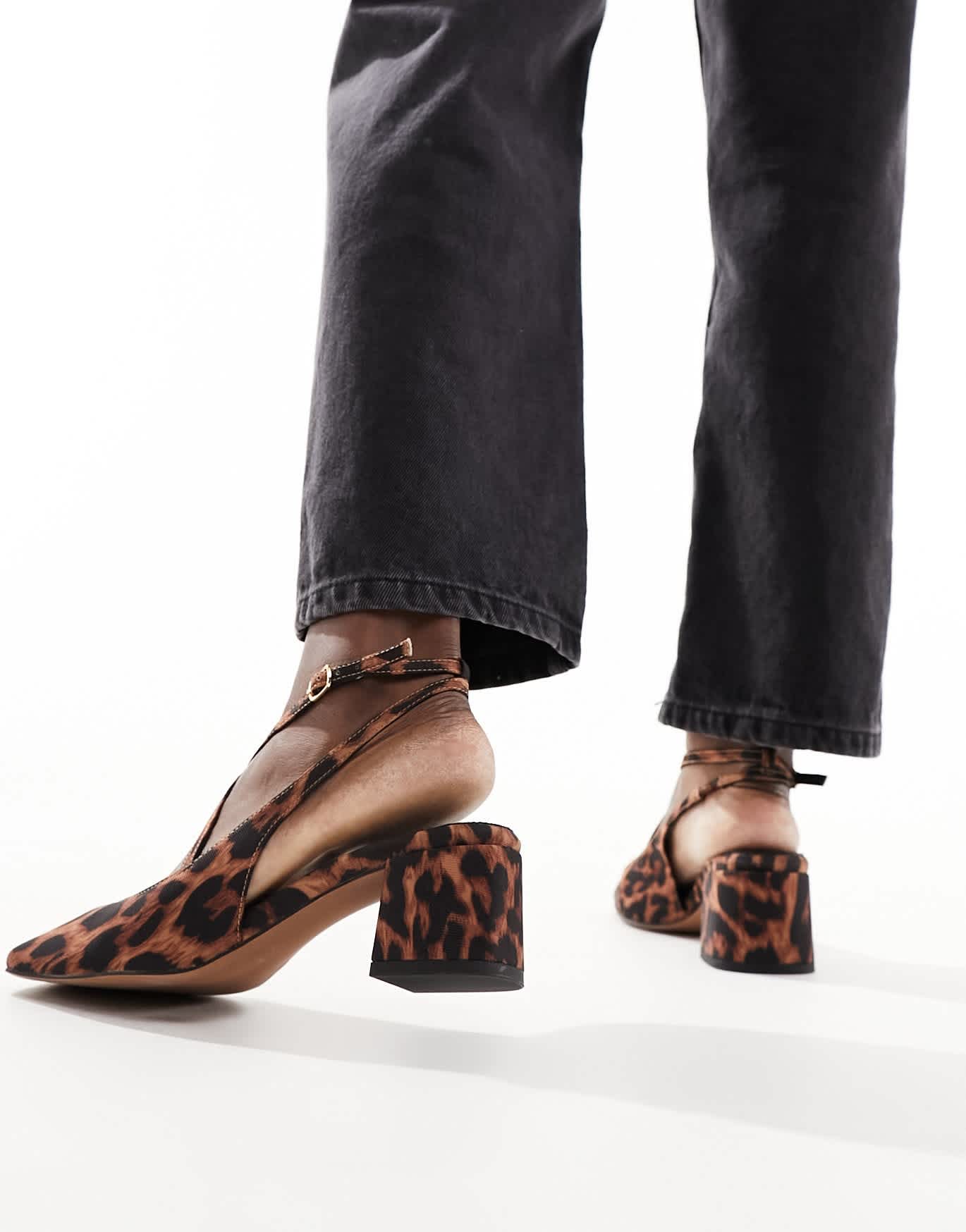 ASOS DESIGN Sawyer square toe block heeled mid shoes in leopard - ASOS Sample Sale
