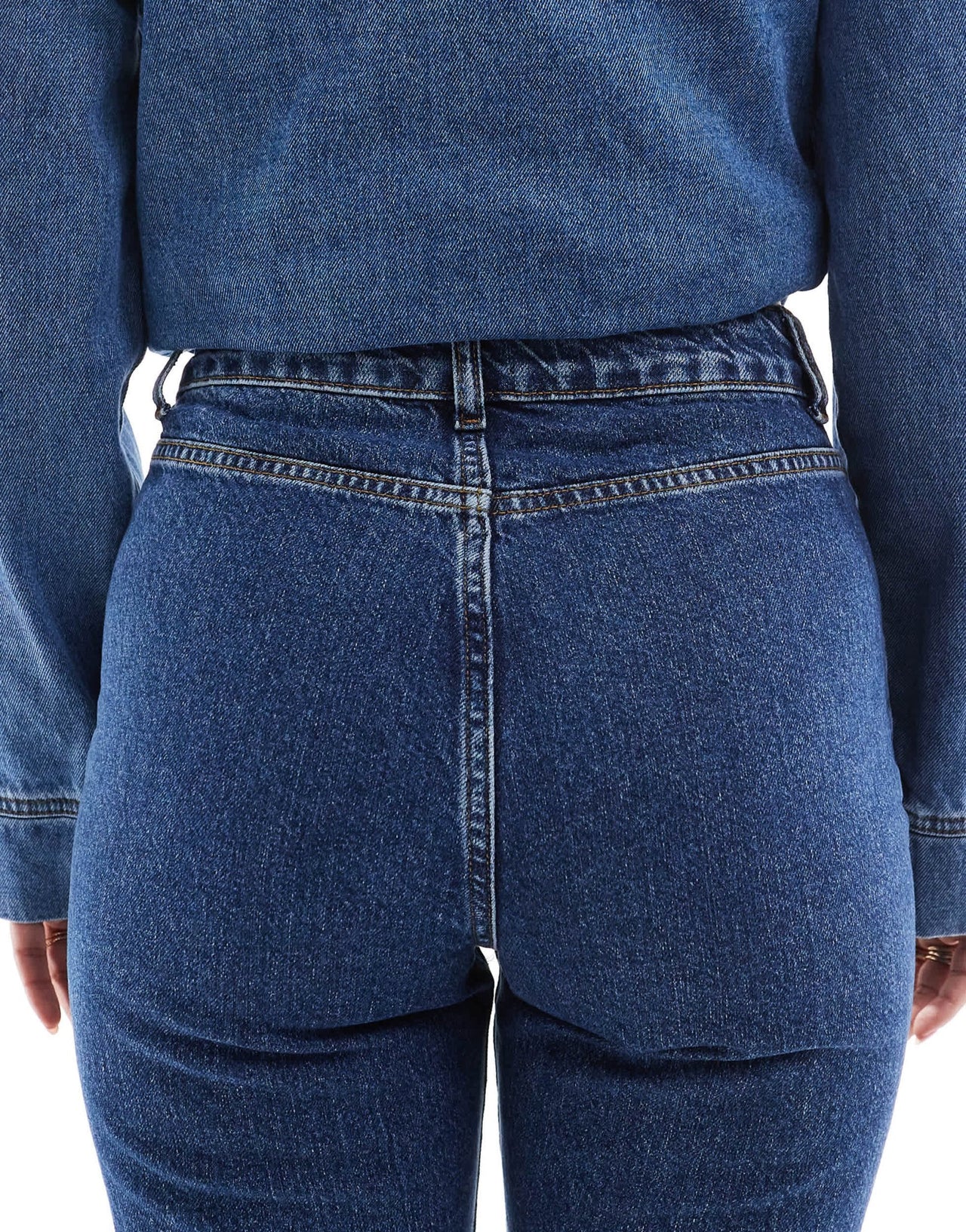 ASOS DESIGN scallop edge pocket jeans in mid blue - ASOS Sample Sale