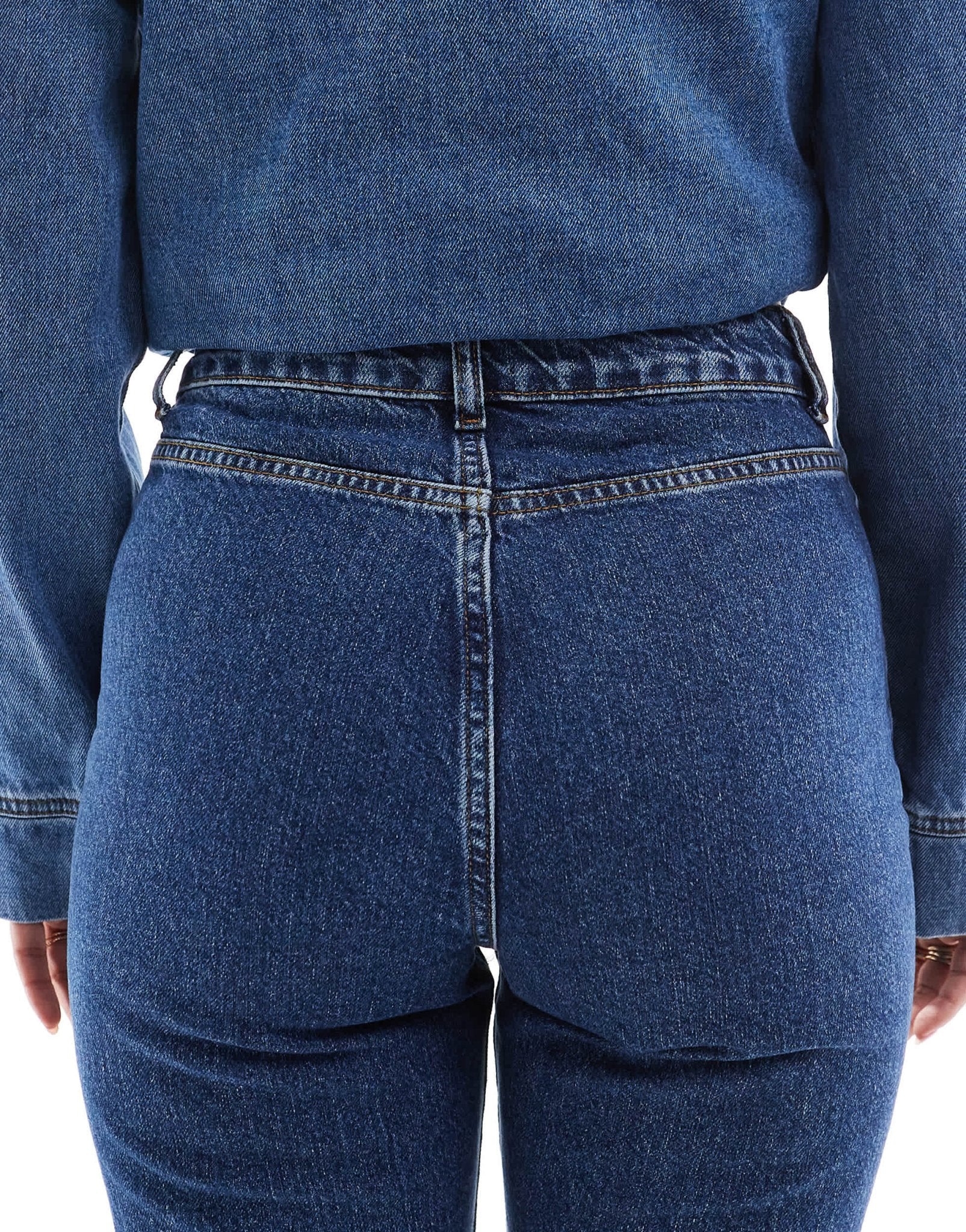 ASOS DESIGN scallop edge pocket jeans in mid blue - ASOS Sample Sale