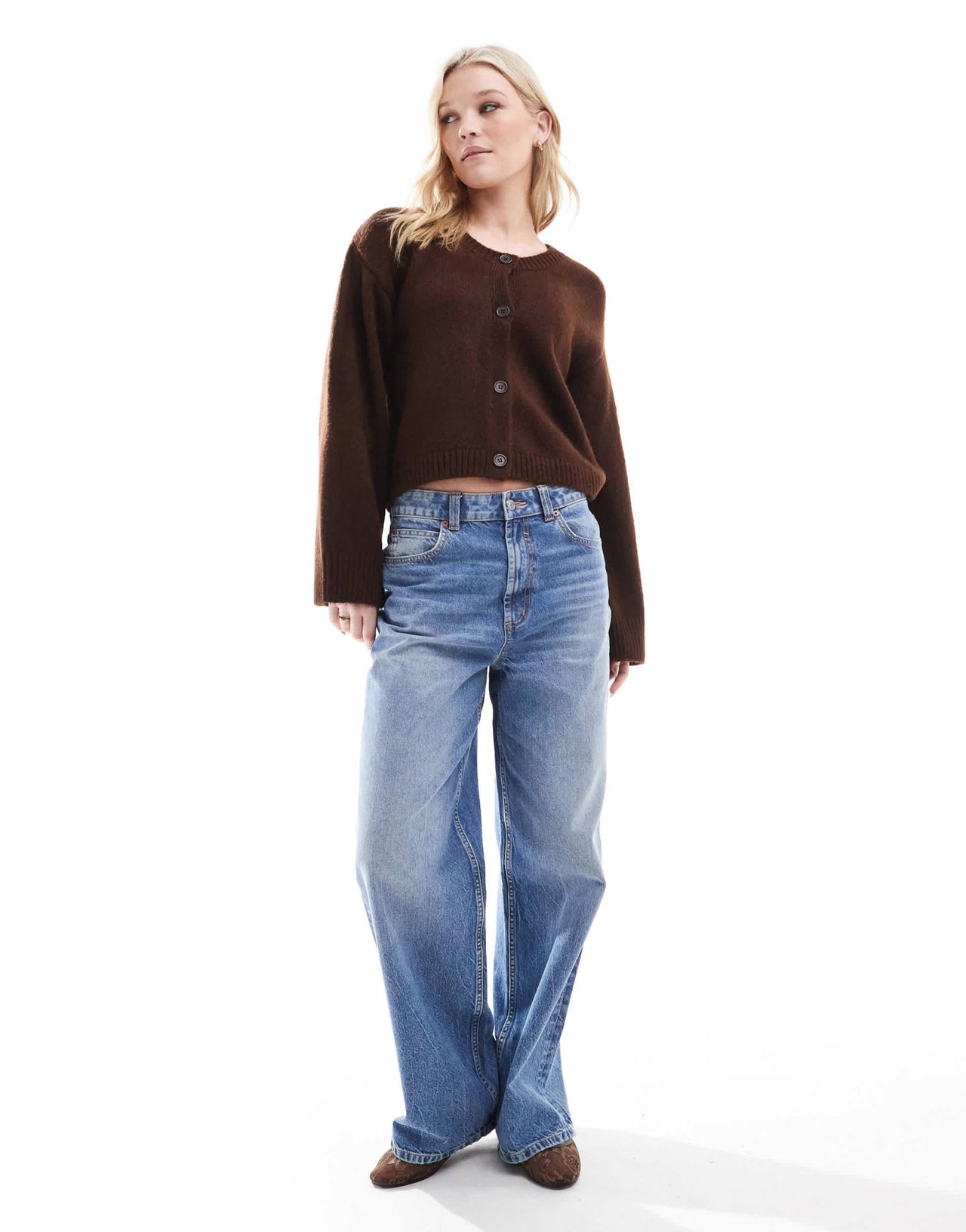 ASOS DESIGN scoop neck cardigan in chocolate - ASOS Sample Sale