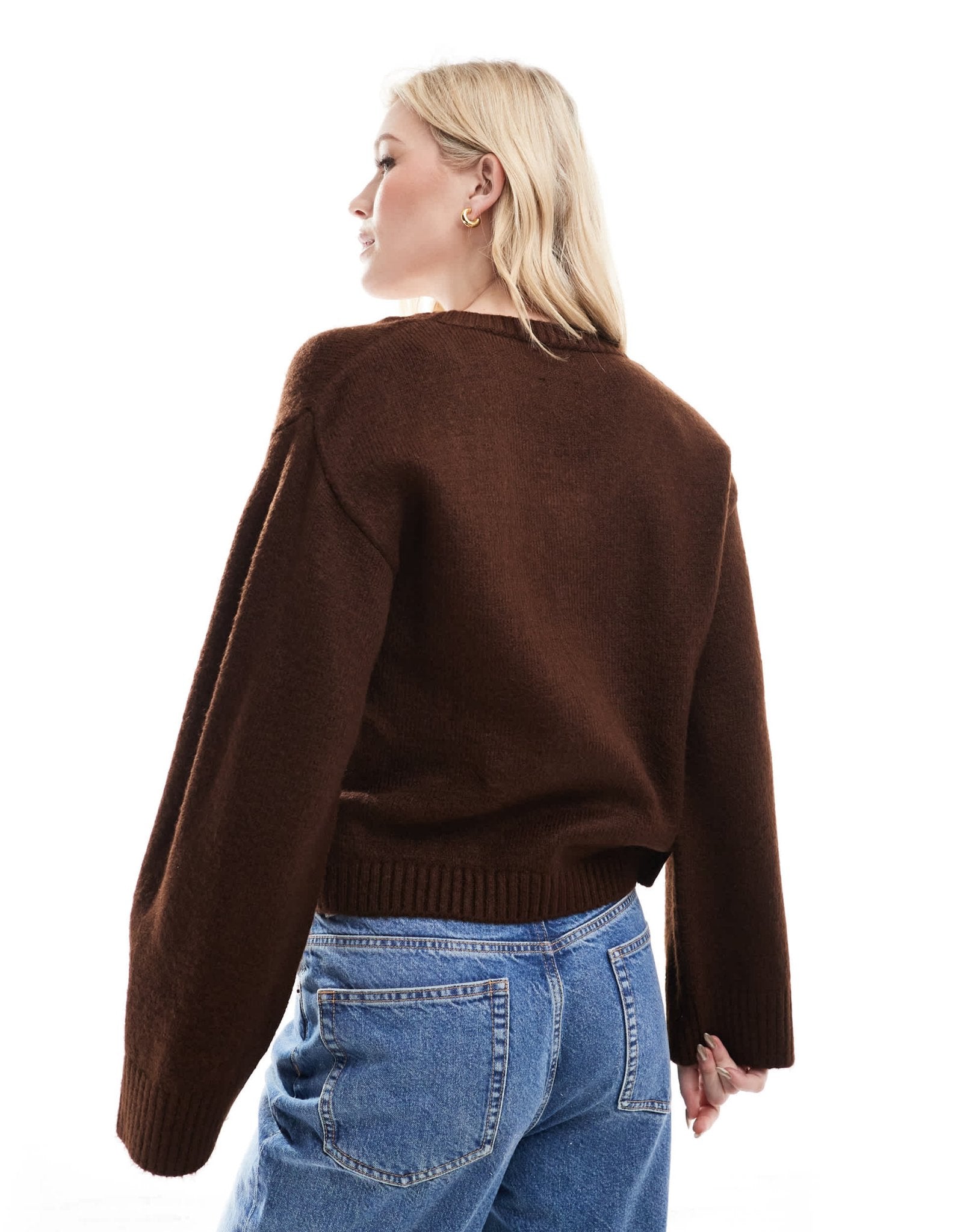 ASOS DESIGN scoop neck cardigan in chocolate - ASOS Sample Sale