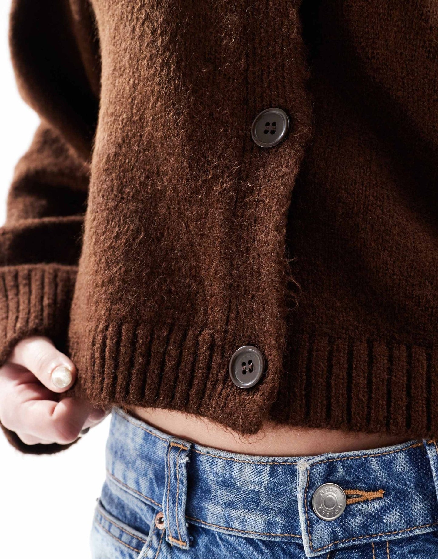ASOS DESIGN scoop neck cardigan in chocolate - ASOS Sample Sale