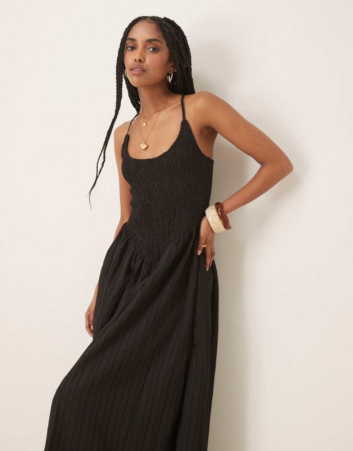 ASOS DESIGN scoop neck crinkle maxi sundress with cross back in black - ASOS Sample Sale