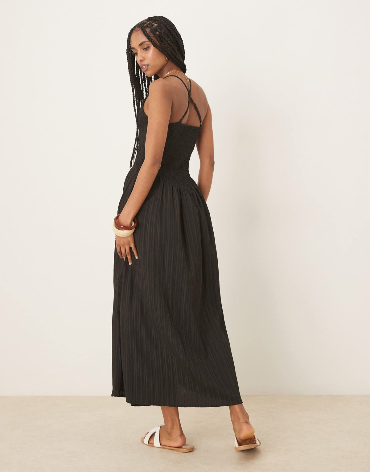 ASOS DESIGN scoop neck crinkle maxi sundress with cross back in black - ASOS Sample Sale