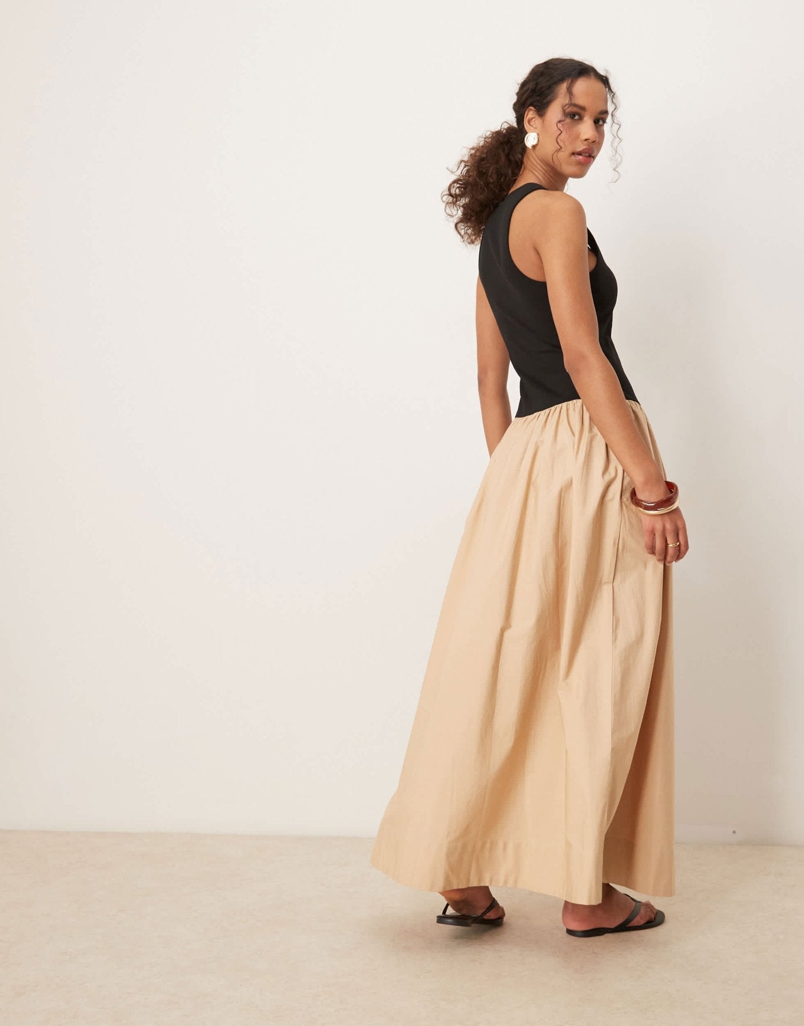 ASOS DESIGN scoop neck hybrid maxi dress in stone – ASOS Sample Sale