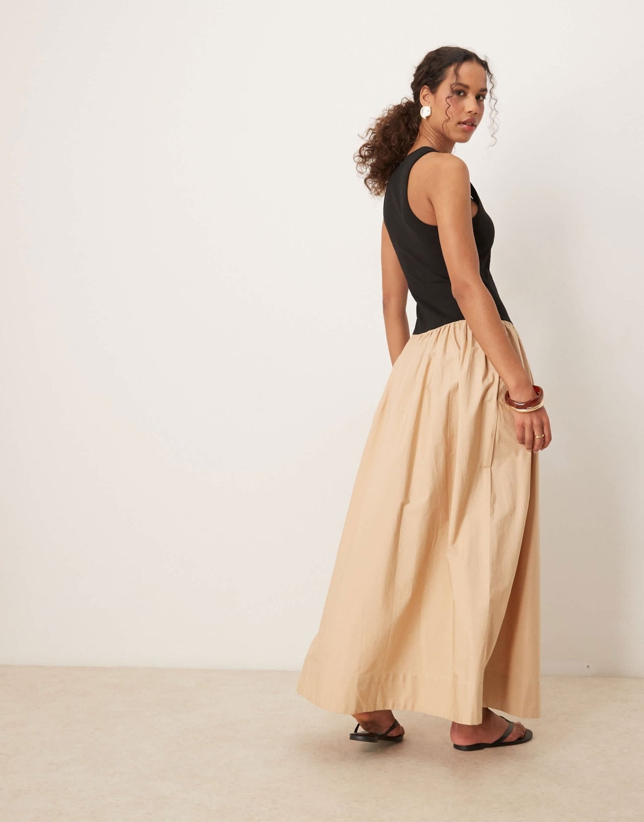 ASOS DESIGN scoop neck hybrid maxi dress in stone - ASOS Sample Sale