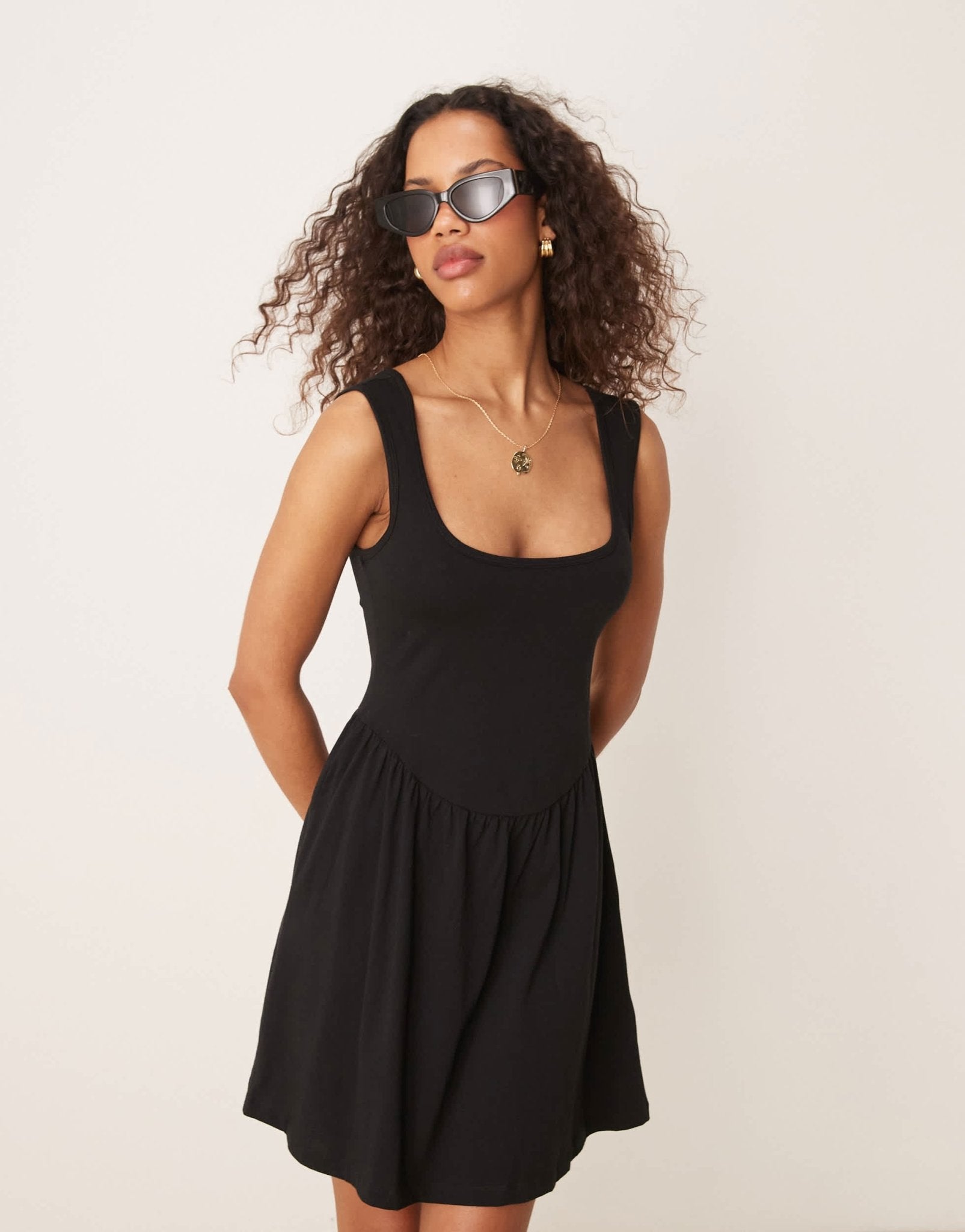 ASOS DESIGN scoop neck mini dress in black - ASOS Sample Sale
