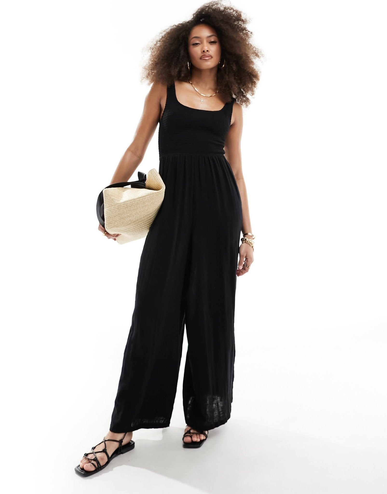 ASOS DESIGN scoop neck wide leg jumpsuit in black - ASOS Sample Sale