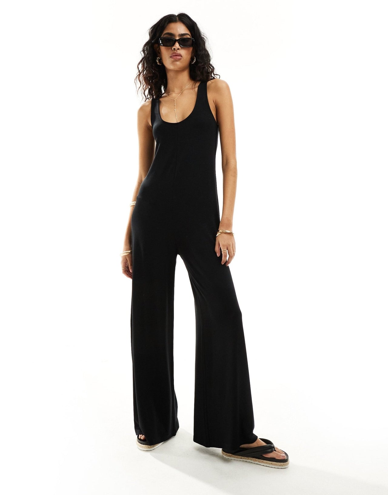 ASOS DESIGN scoop neck wide leg jumpsuit in black - ASOS Sample Sale