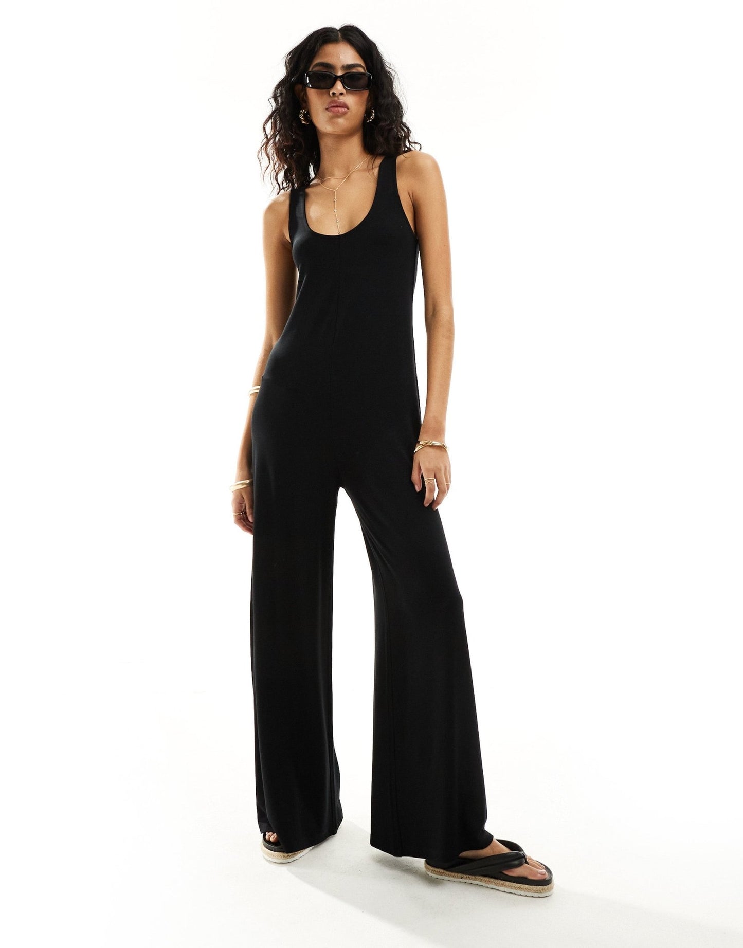 ASOS DESIGN scoop neck wide leg jumpsuit in black - ASOS Sample Sale