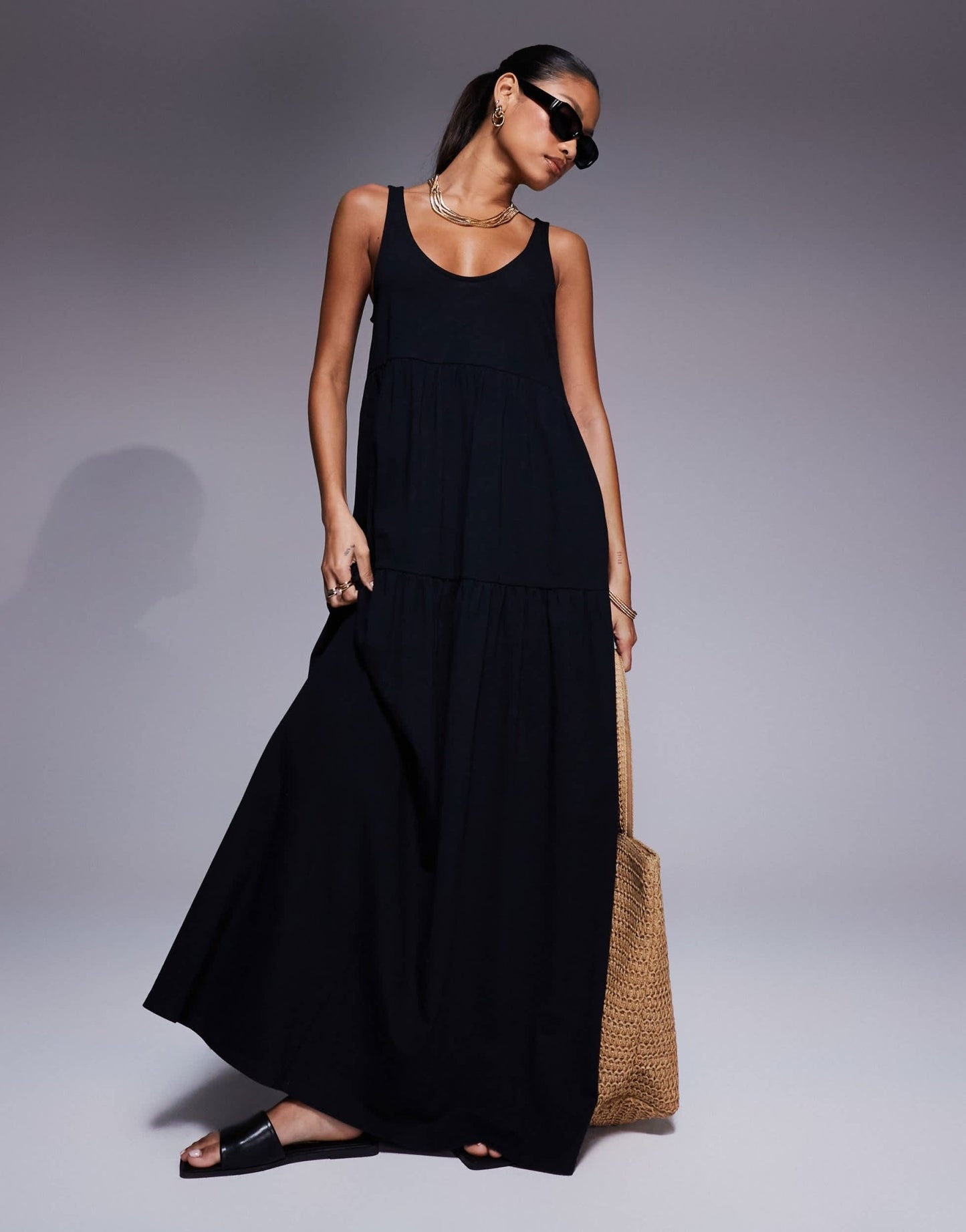 asos design scoop neck trapeze maxi dress with frill ASOS DESIGN Curve scoop neck trapeze maxi dress with frill in olive green