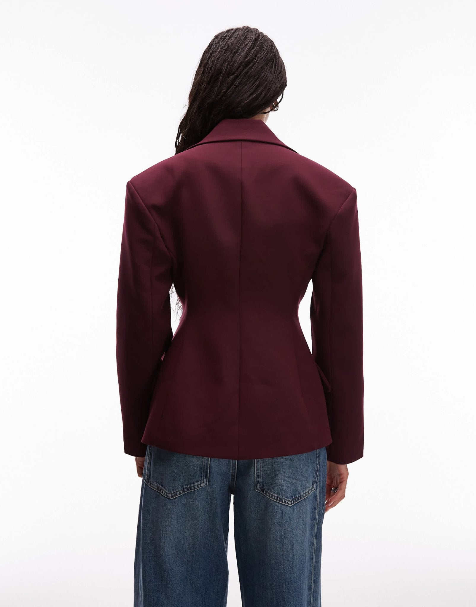 ASOS DESIGN sculpted cinch waist blazer in plum - ASOS Sample Sale