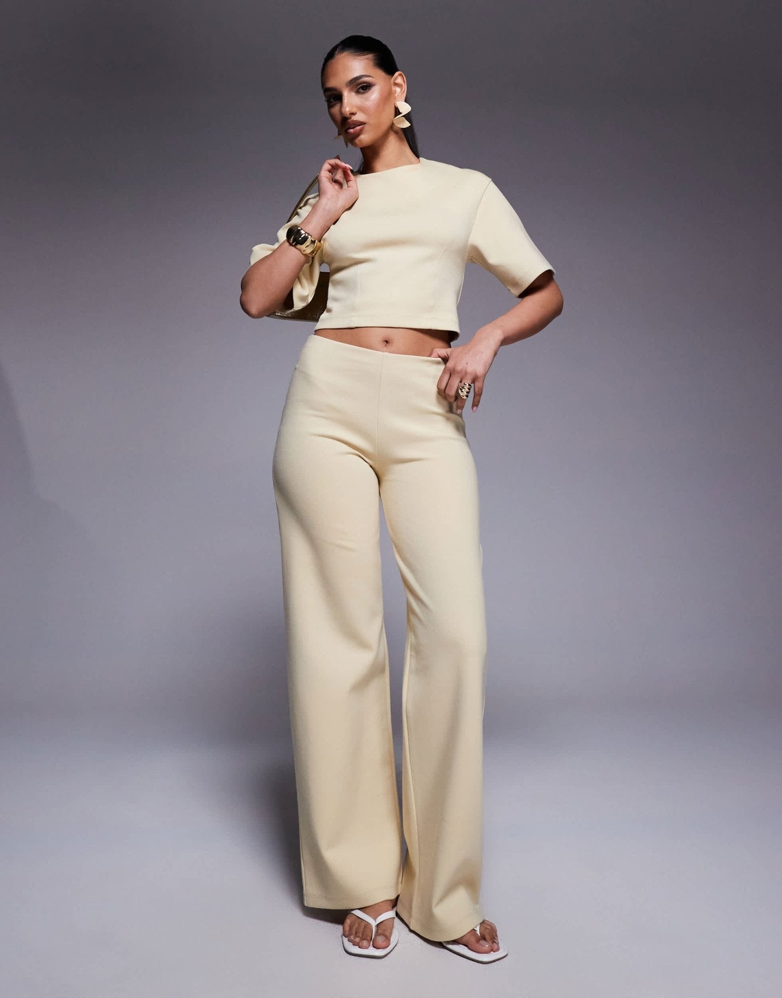 ASOS DESIGN sculpted interlock tee with half sleeve in lemon - ASOS Sample Sale