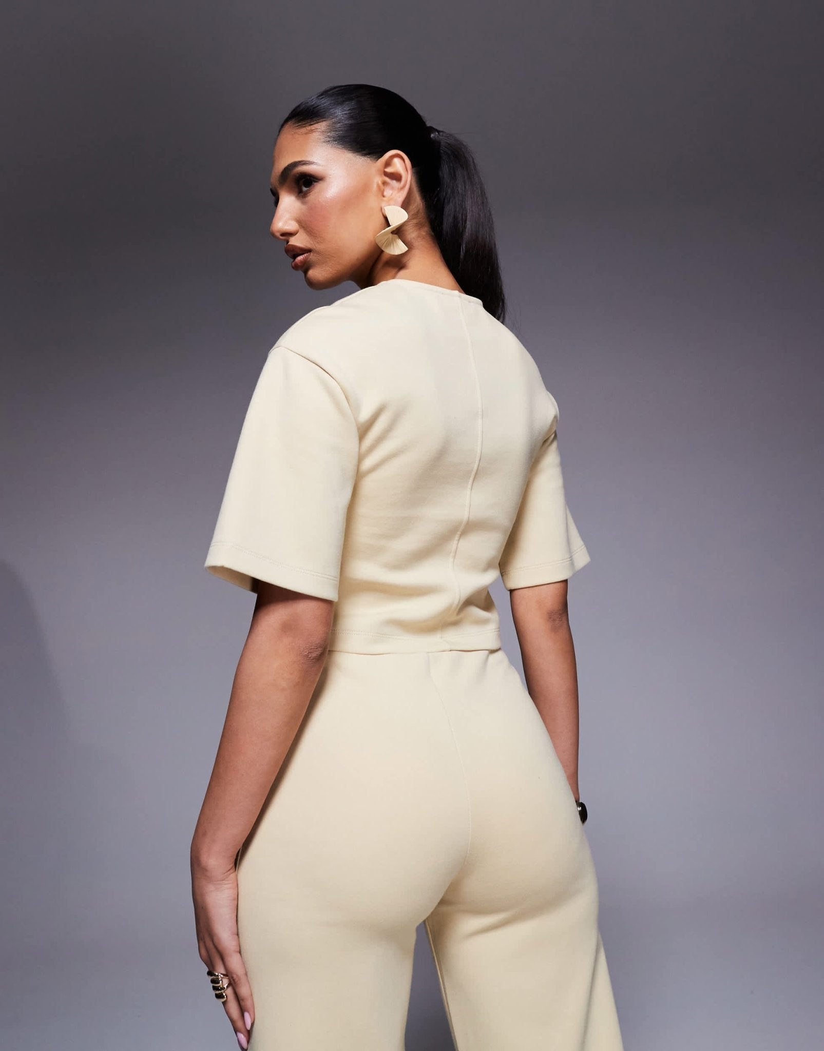 ASOS DESIGN sculpted interlock tee with half sleeve in lemon - ASOS Sample Sale