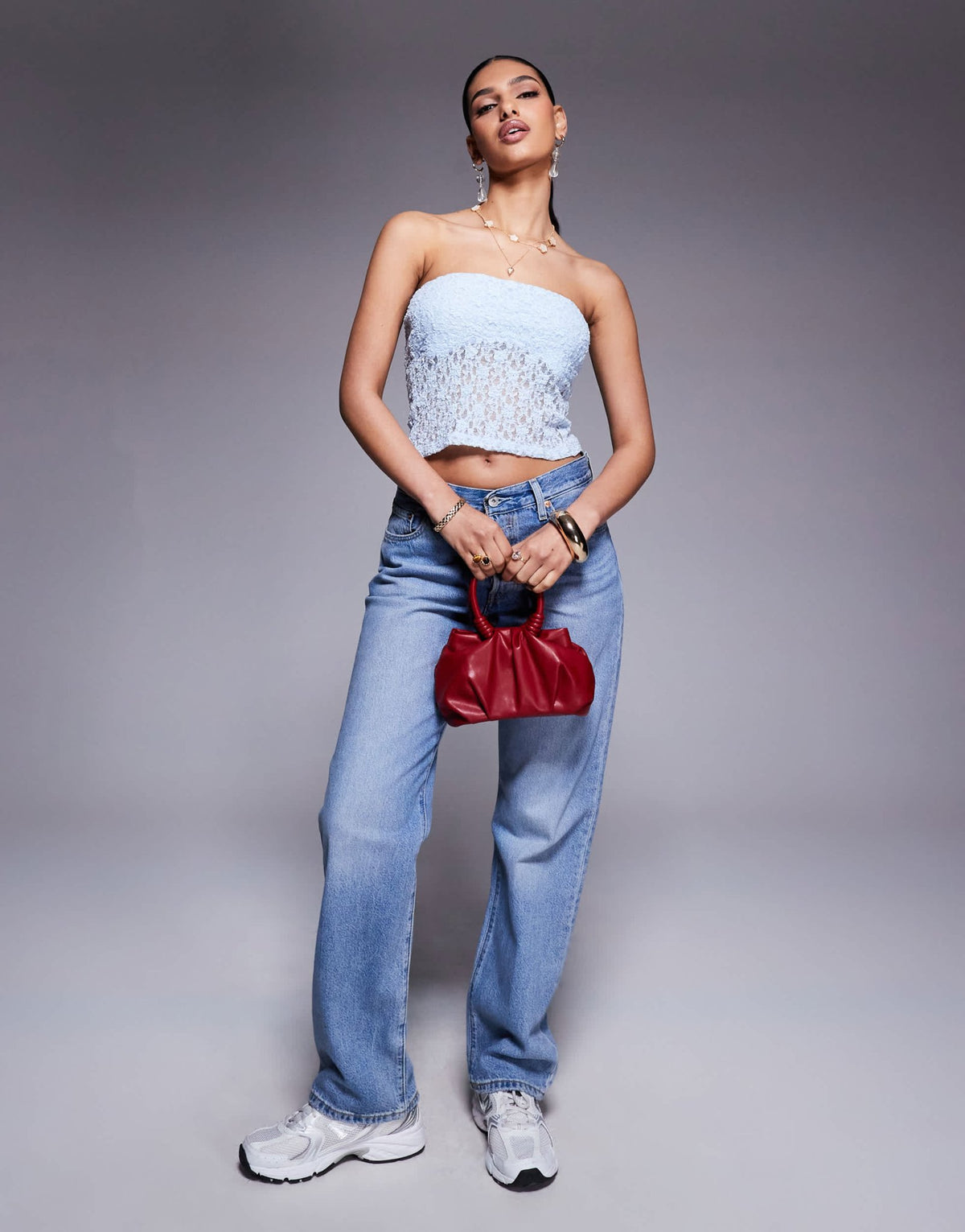ASOS DESIGN sculpted lace bandeau top in light blue - ASOS Sample Sale