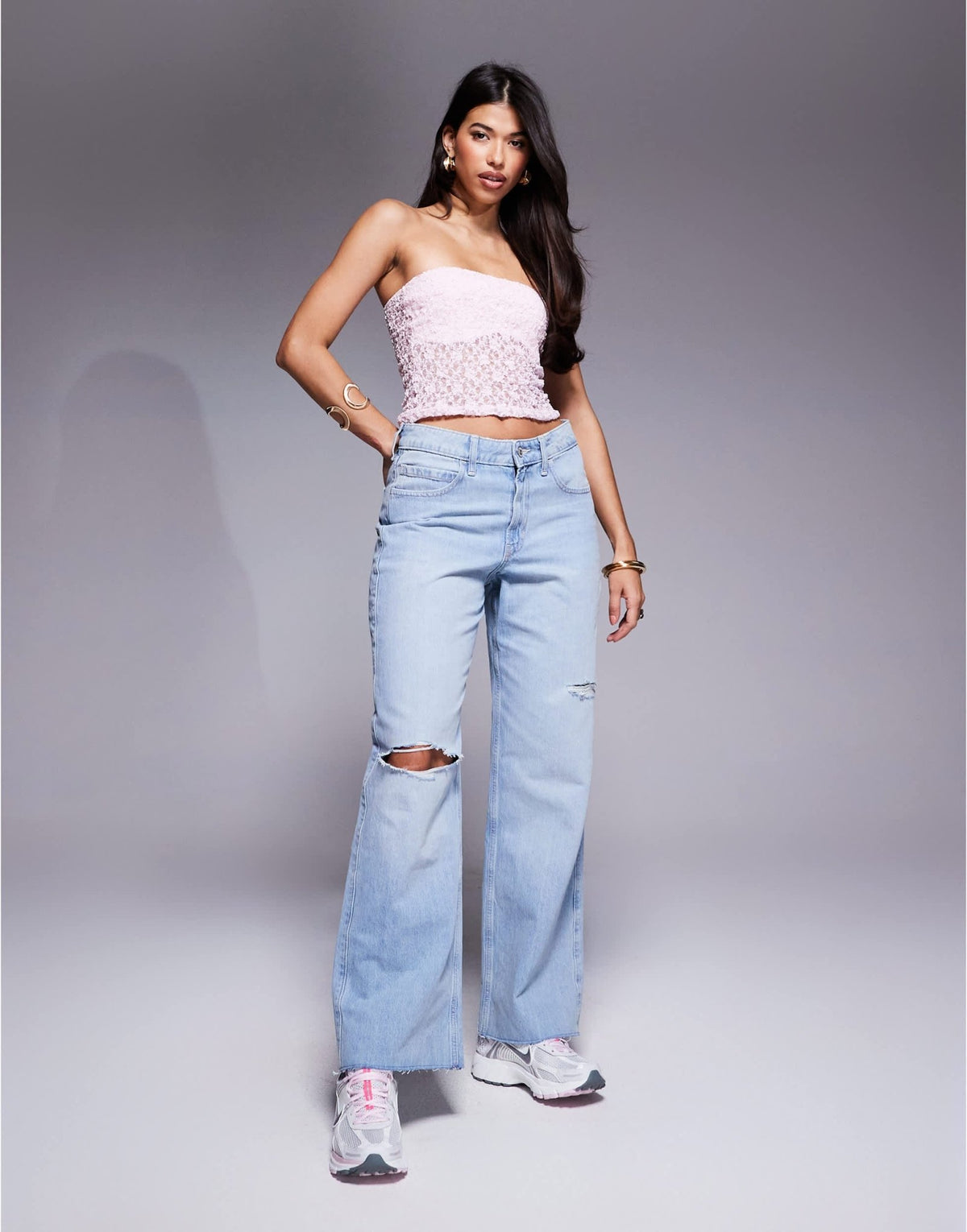 ASOS DESIGN sculpted lace bandeau top in light pink - ASOS Sample Sale